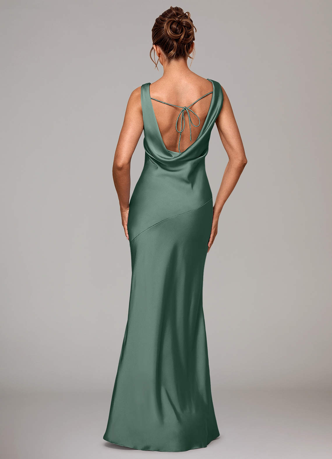 Azazie Rylina Bridesmaid Dresses Eucalyptus Mermaid Stretch Satin Dress image4