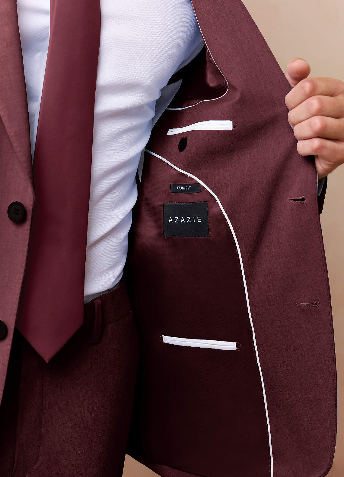 front James Cabernet Structured Stretch Suit Jacket