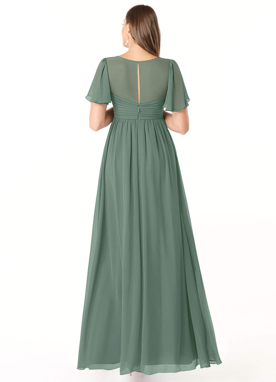 Azazie Verna Maternity Bridesmaid Dresses A-Line V-Neck Ruched Chiffon Floor-Length Dress image1