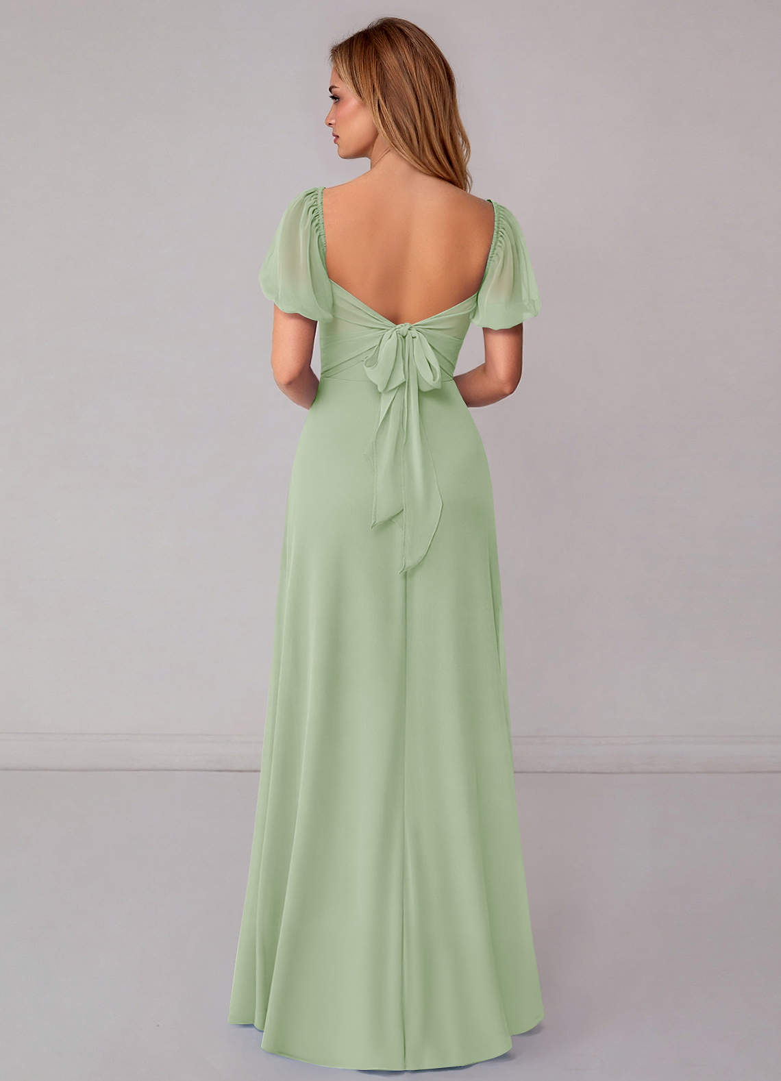 Azazie Fatima Bridesmaid Dresses Dusty Sage A-Line with Pockets Chiffon Dress image4