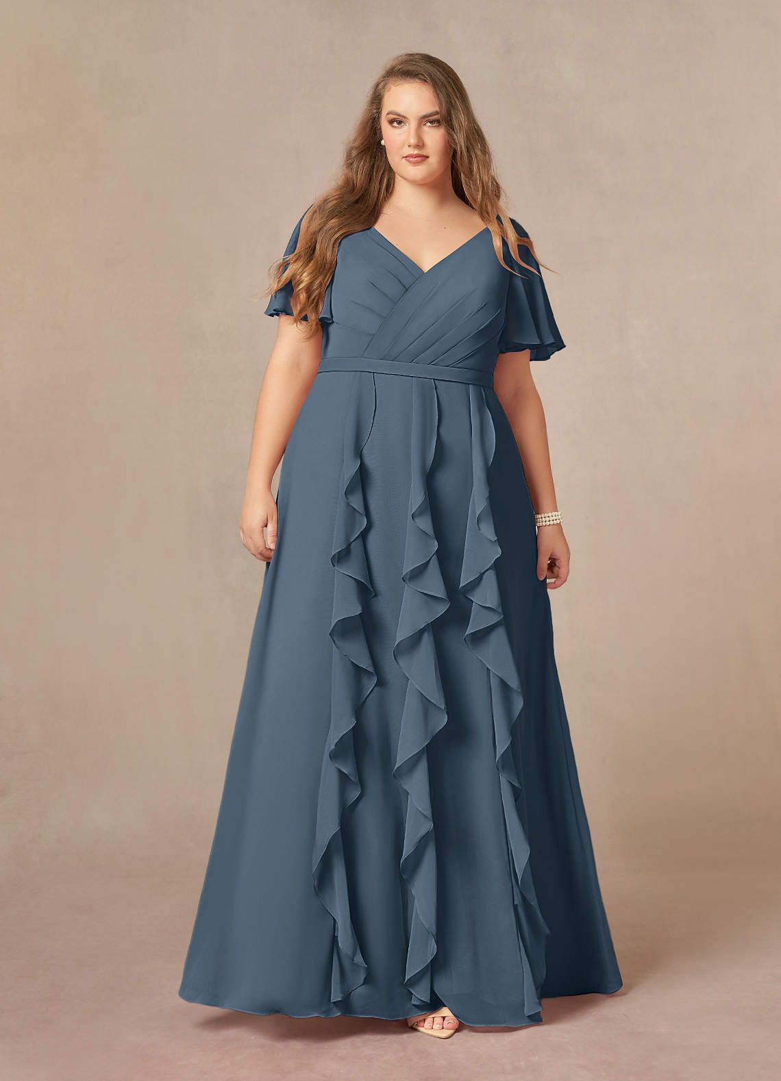Azazie Watson Final Sale Neptune A-Line V-Neck Chiffon Dress image1