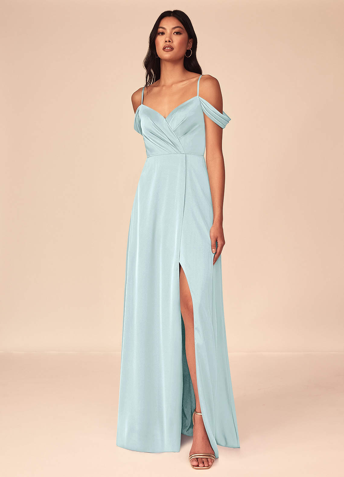 slim fit dress slacks Spaghetti Straps V Neck Sheath Prom Dress with Slit main image 0
