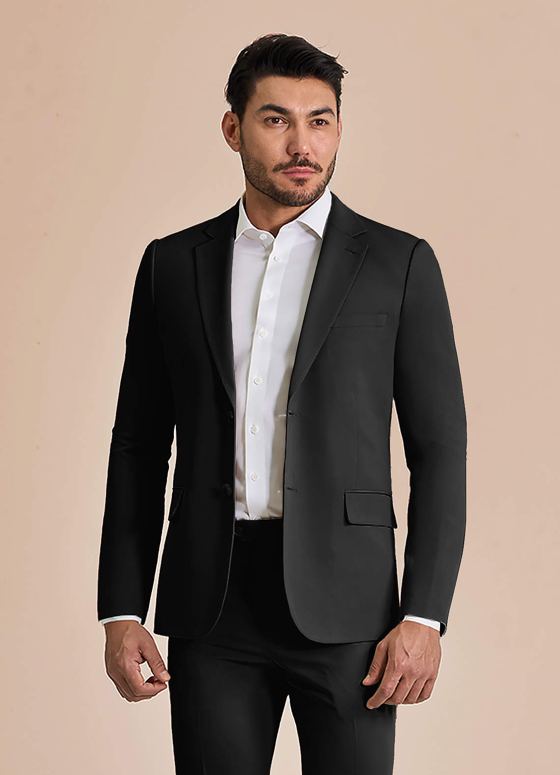 front William Negro Chaqueta de traje