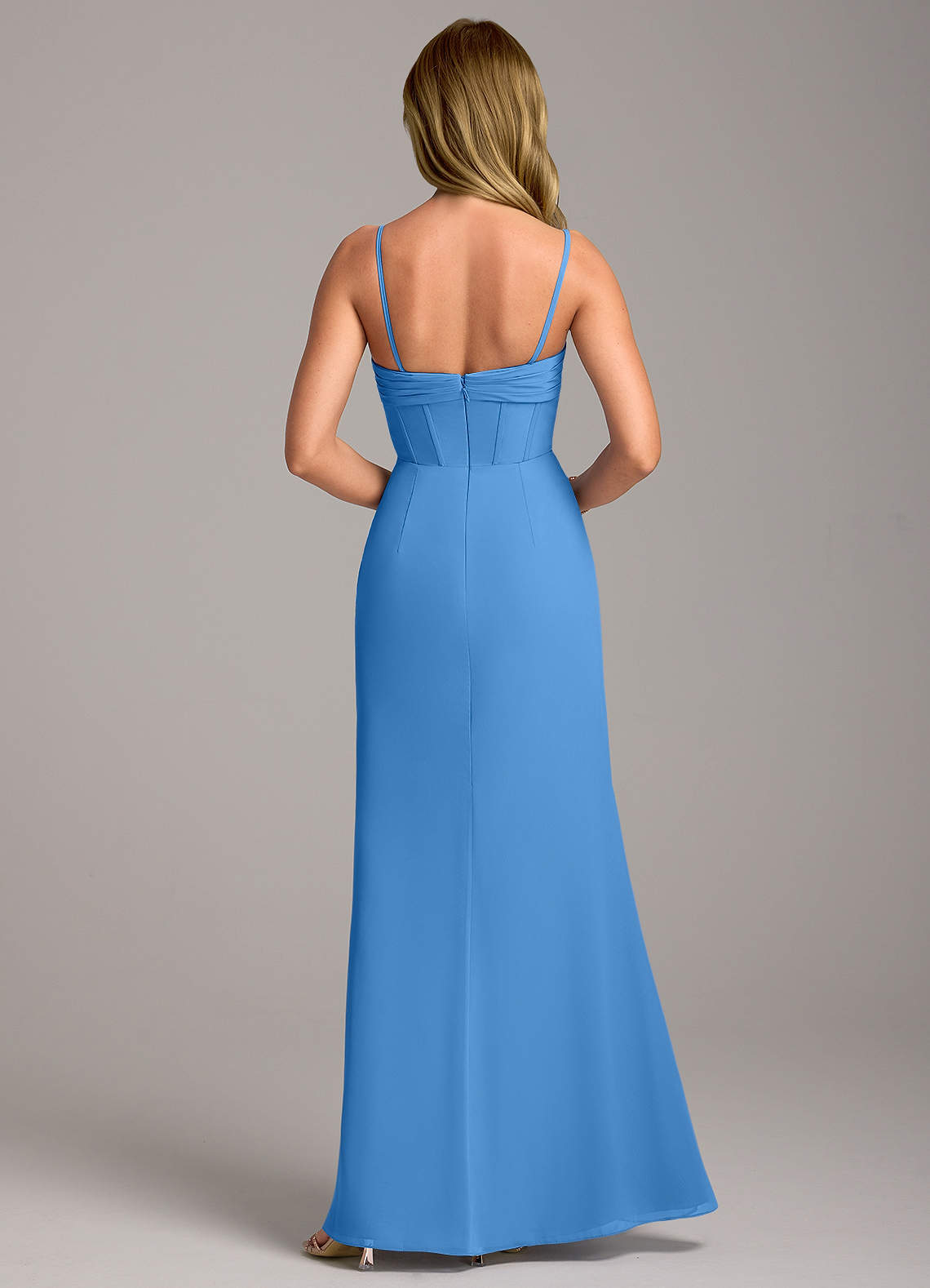 Azazie Chantel Ready to Ship Blue Jay Chiffon Bridesmaid Dresses