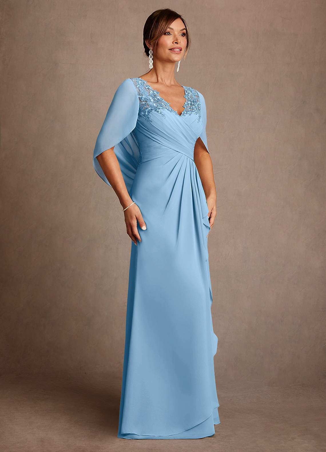 Azazie Santa Clara Mother of the Bride Dresses Steel Blue A-Line Lace Dress image2