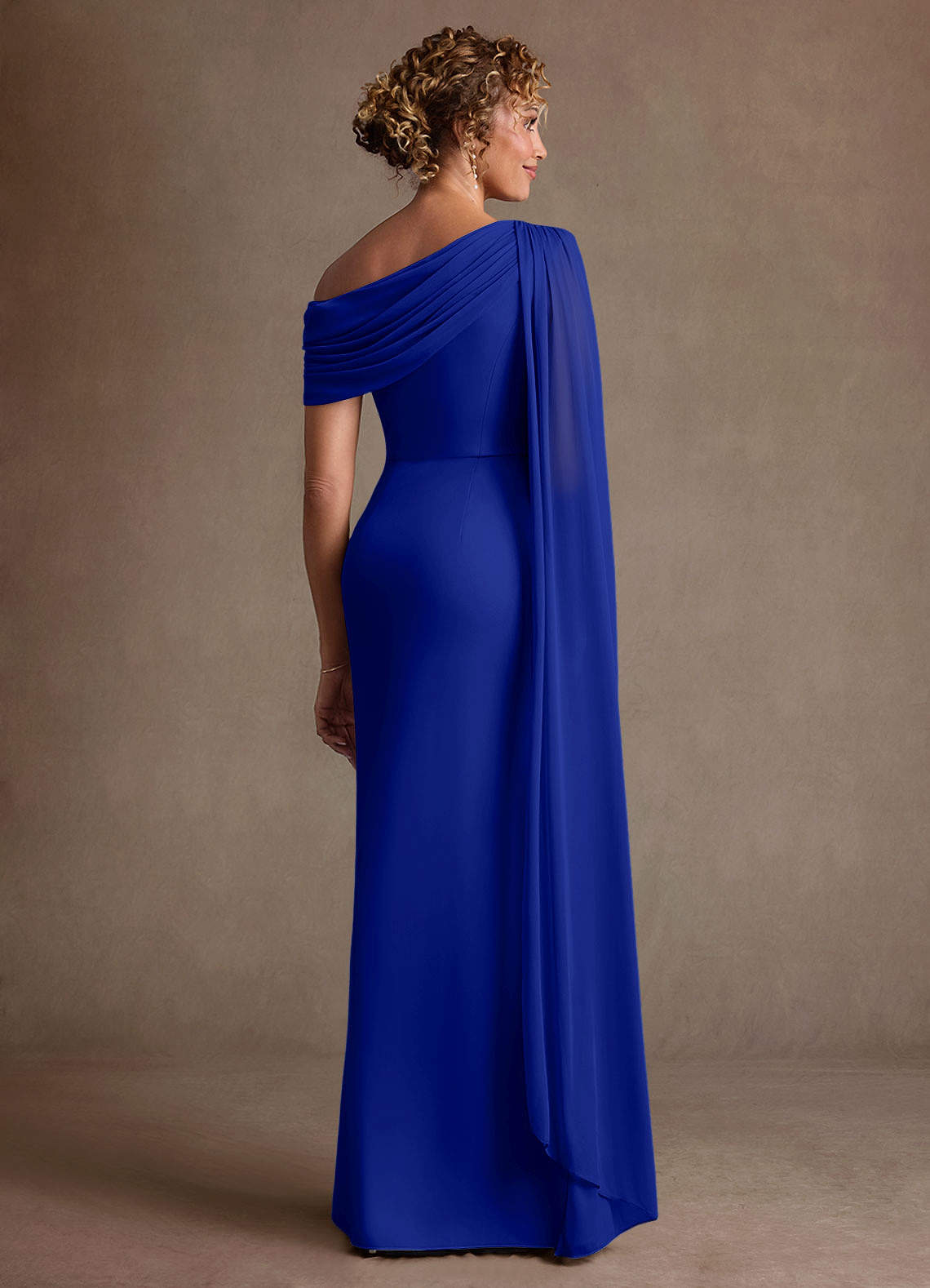 Azazie Bassi vestidos de madre de la novia Vestido de Azul Real de Malla de Corte Sirena con Vestidos sin tirantes image1