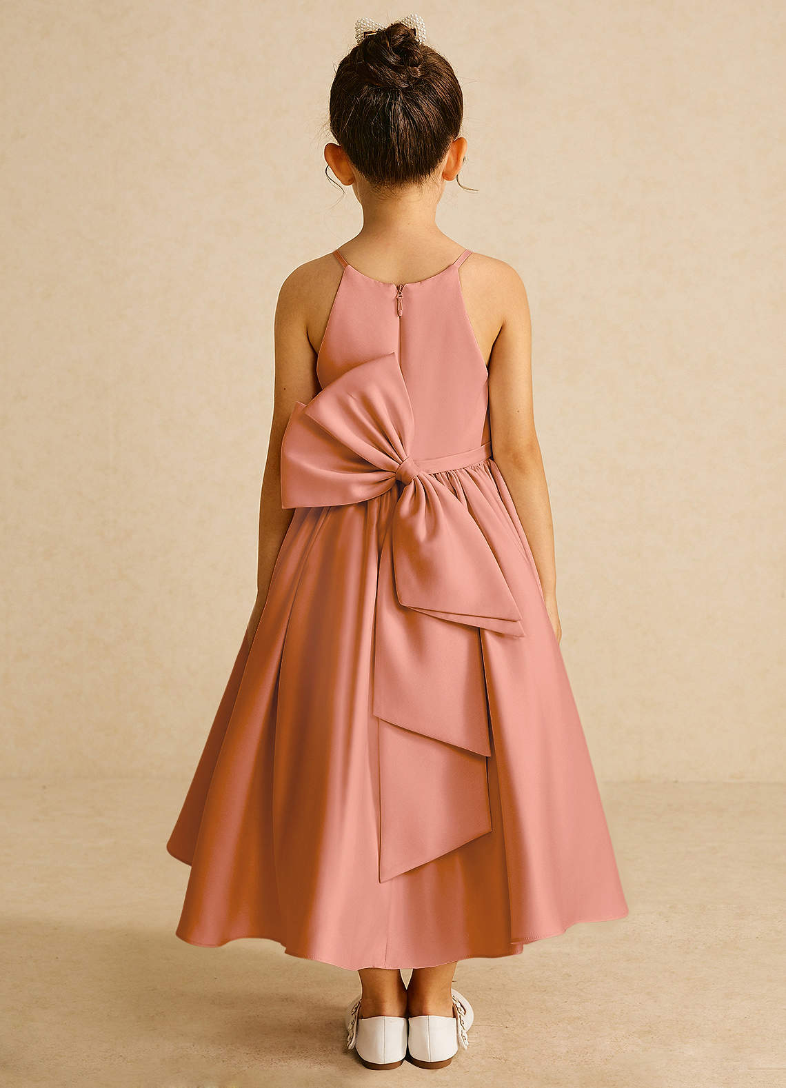 Azazie Sunray Flower Girl Dresses MAI TAI A-Line Spaghetti Strap Matte Satin Dress image1