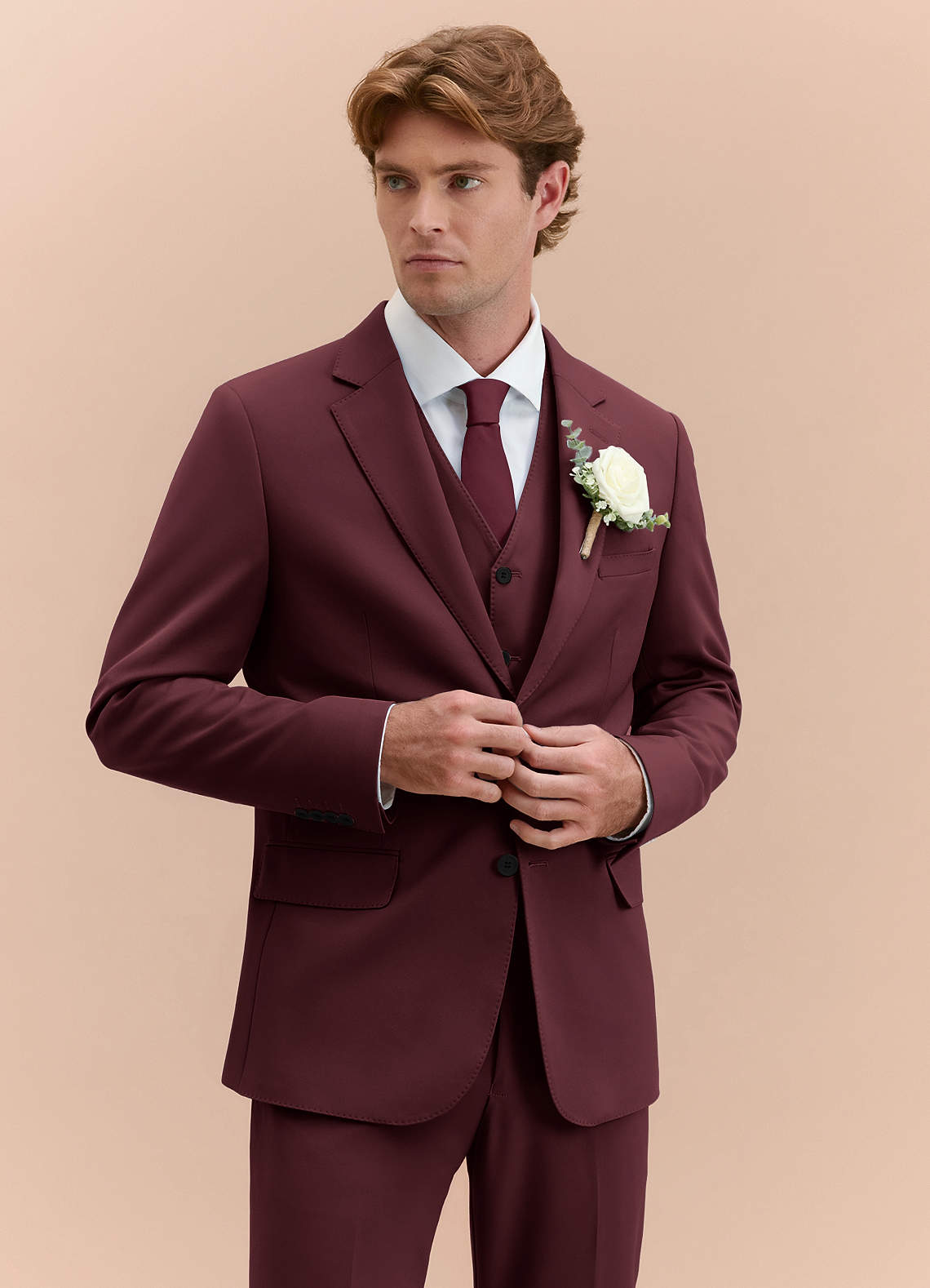 front James Cabernet Structured Stretch 3-piece suit