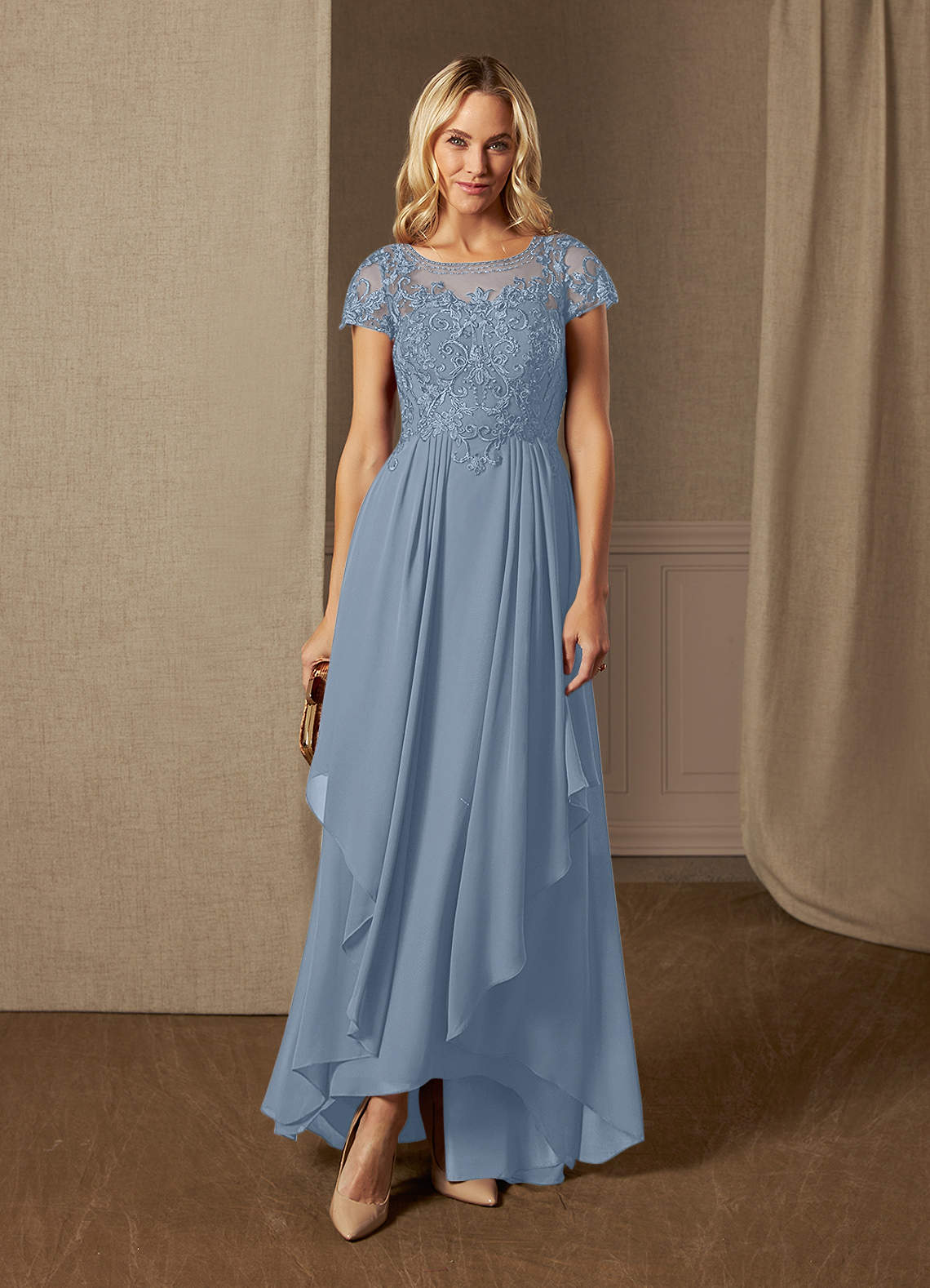 dusty blue mother of the bride dress