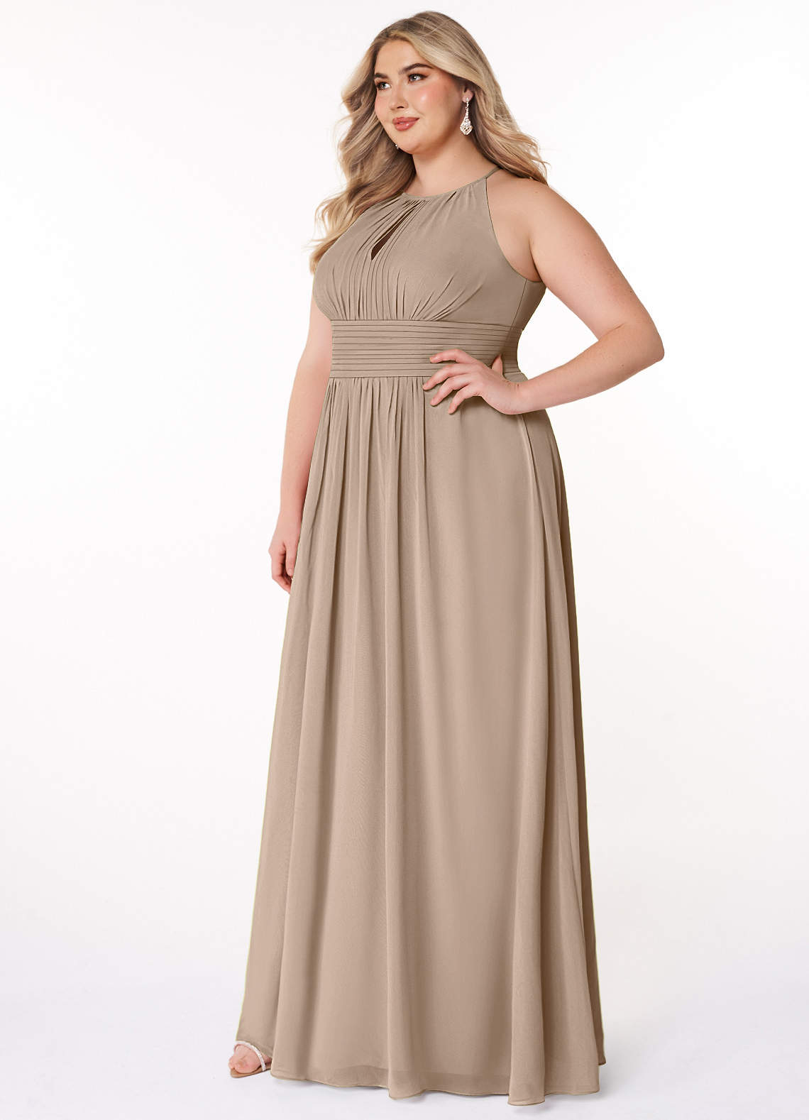 Azazie Bonnie Taupe Chiffon Bridesmaid Dresses
