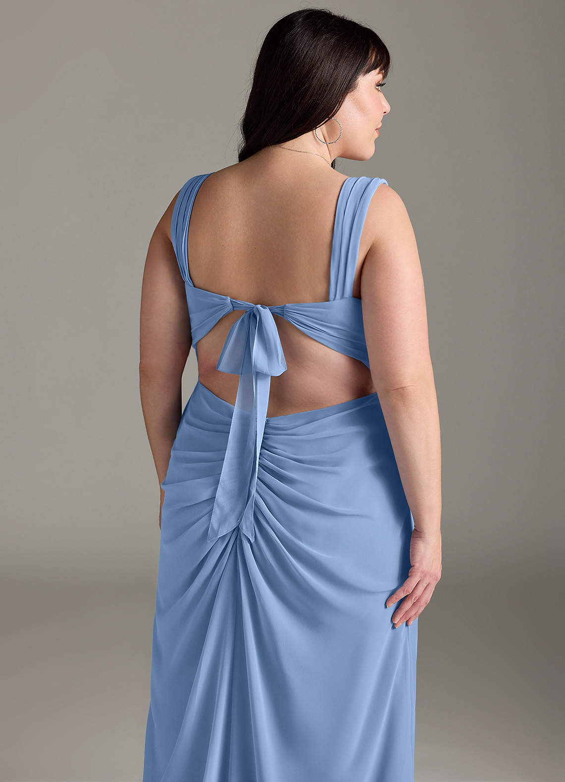 Azazie Jesaphine Bridesmaid Dresses Steel Blue Sheath Bow Chiffon Dress image13