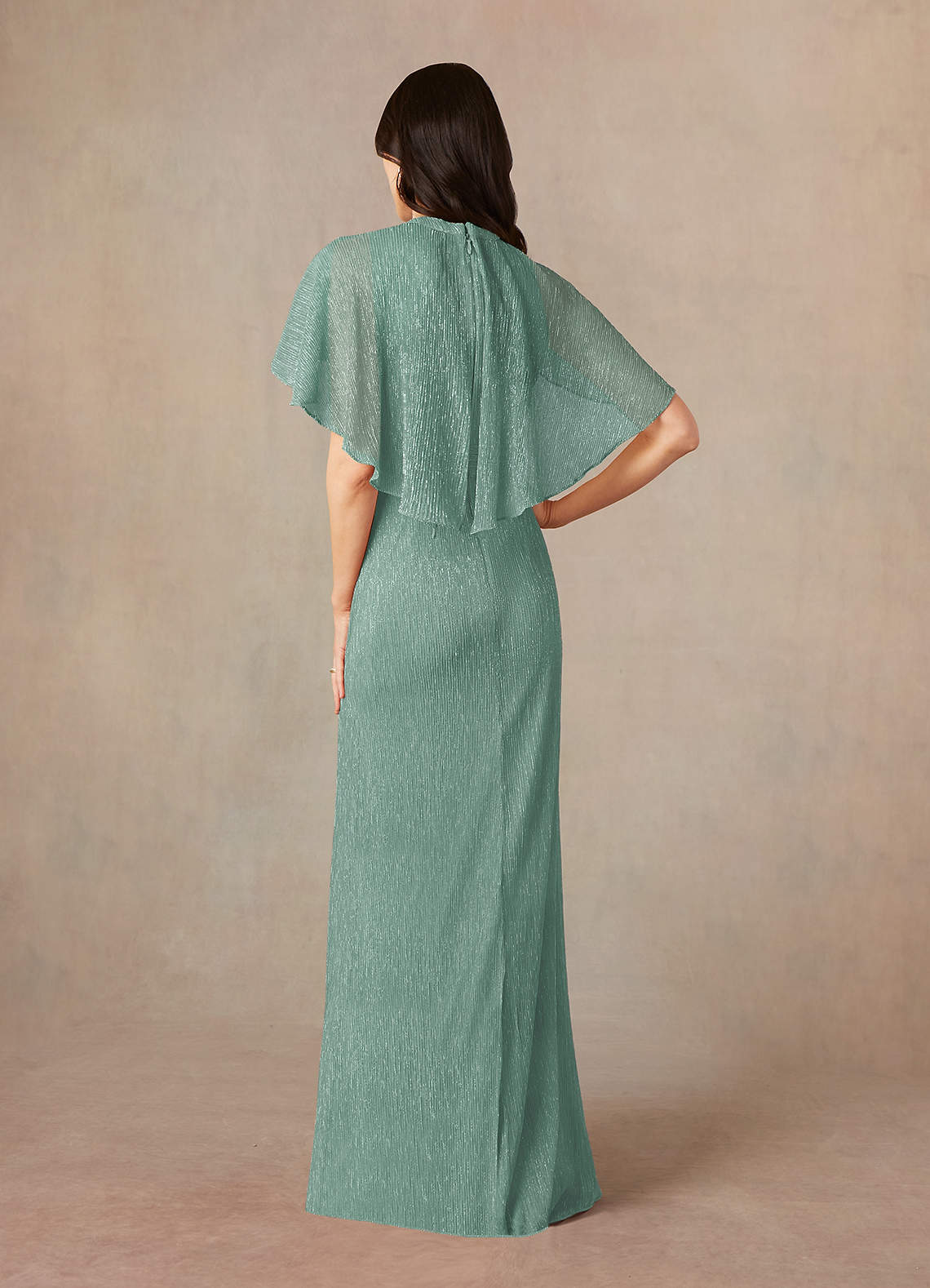 Azazie Draga Mother of the Bride Dresses Aquamarine Sheath Pleated Metallic Mesh Dress image3