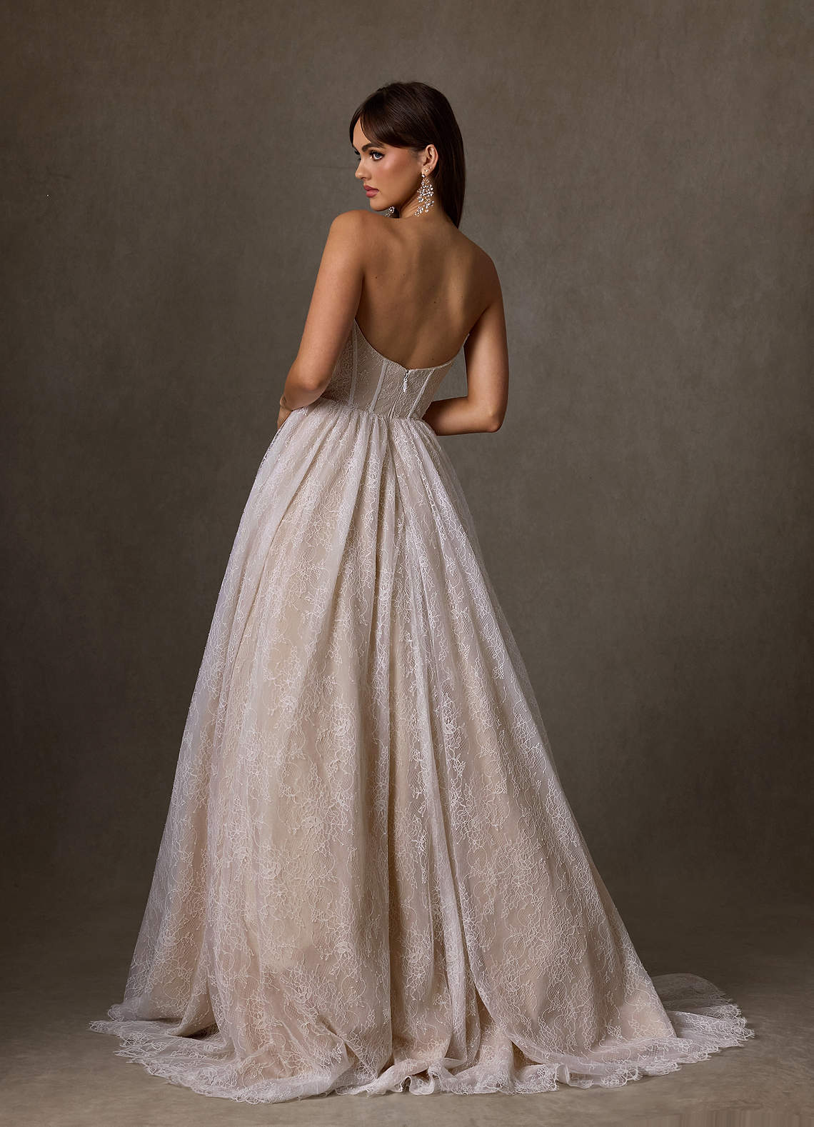 Azazie Sienna Diamond White Nude A-Line Sweetheart Neckline Lace Dress