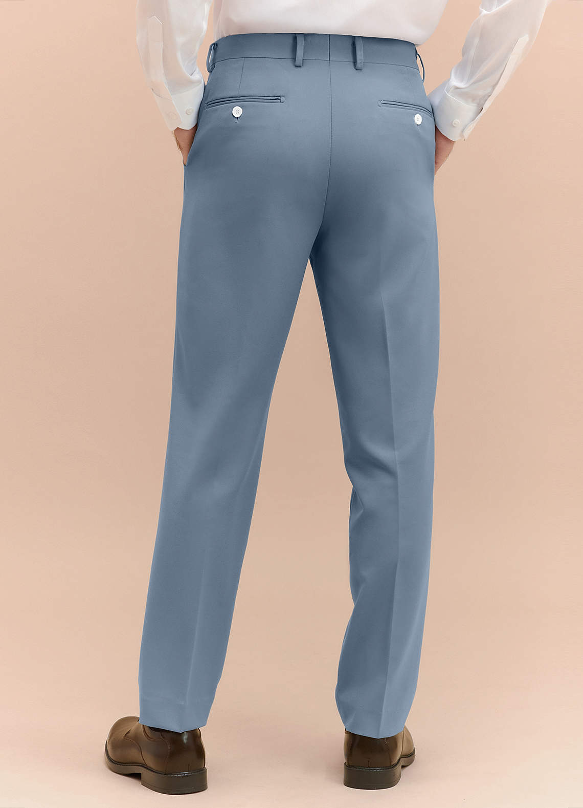front James Dusty Blue Structured Stretch Dress Pants
