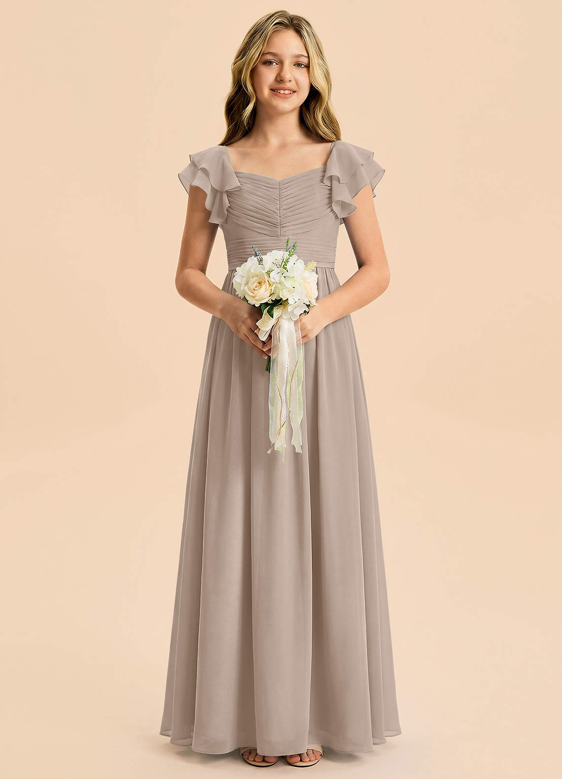 junior bridesmaid dresses with sleeves Azazie Anaya shop all collections Black Halter Dress | Color:LightYellow The little women in