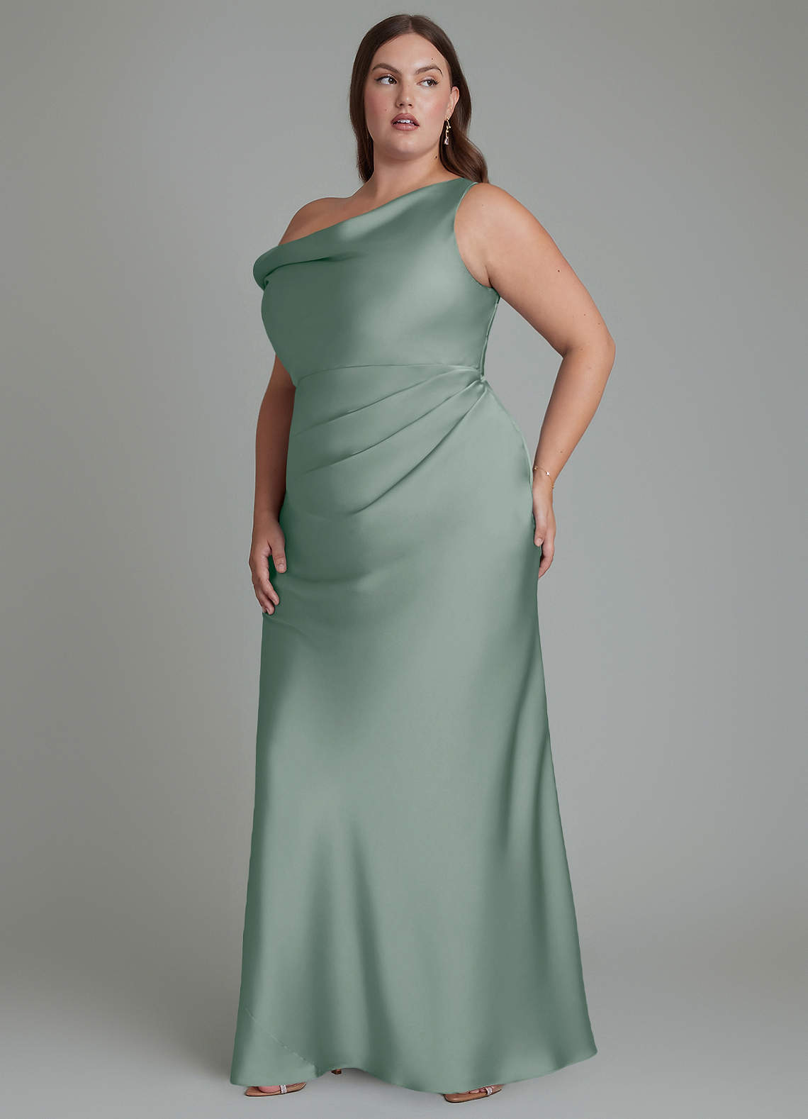 plus size bridesmaid dresses satin Azazie Mermaid One-Shoulder Floor-Length Stretch plus size flattering bridesmaid dresses for fuller figures