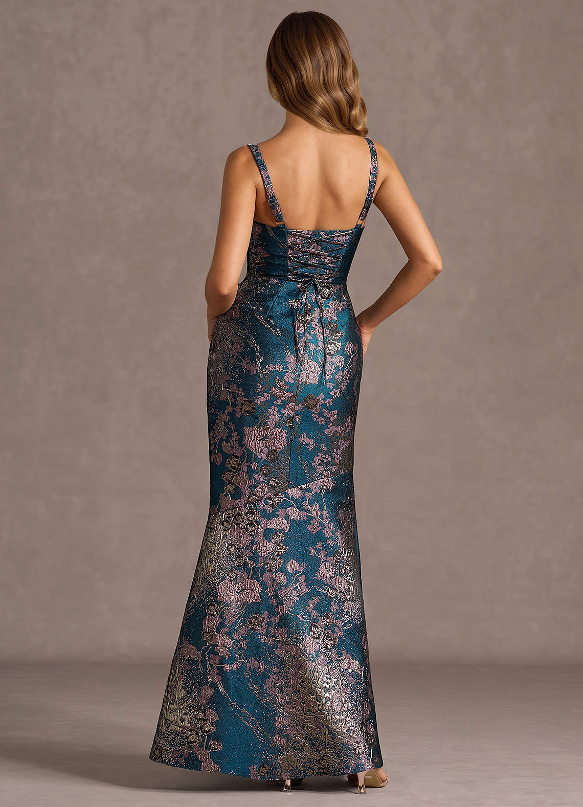 Trinity Teal Floral Maxi Dress | Azazie