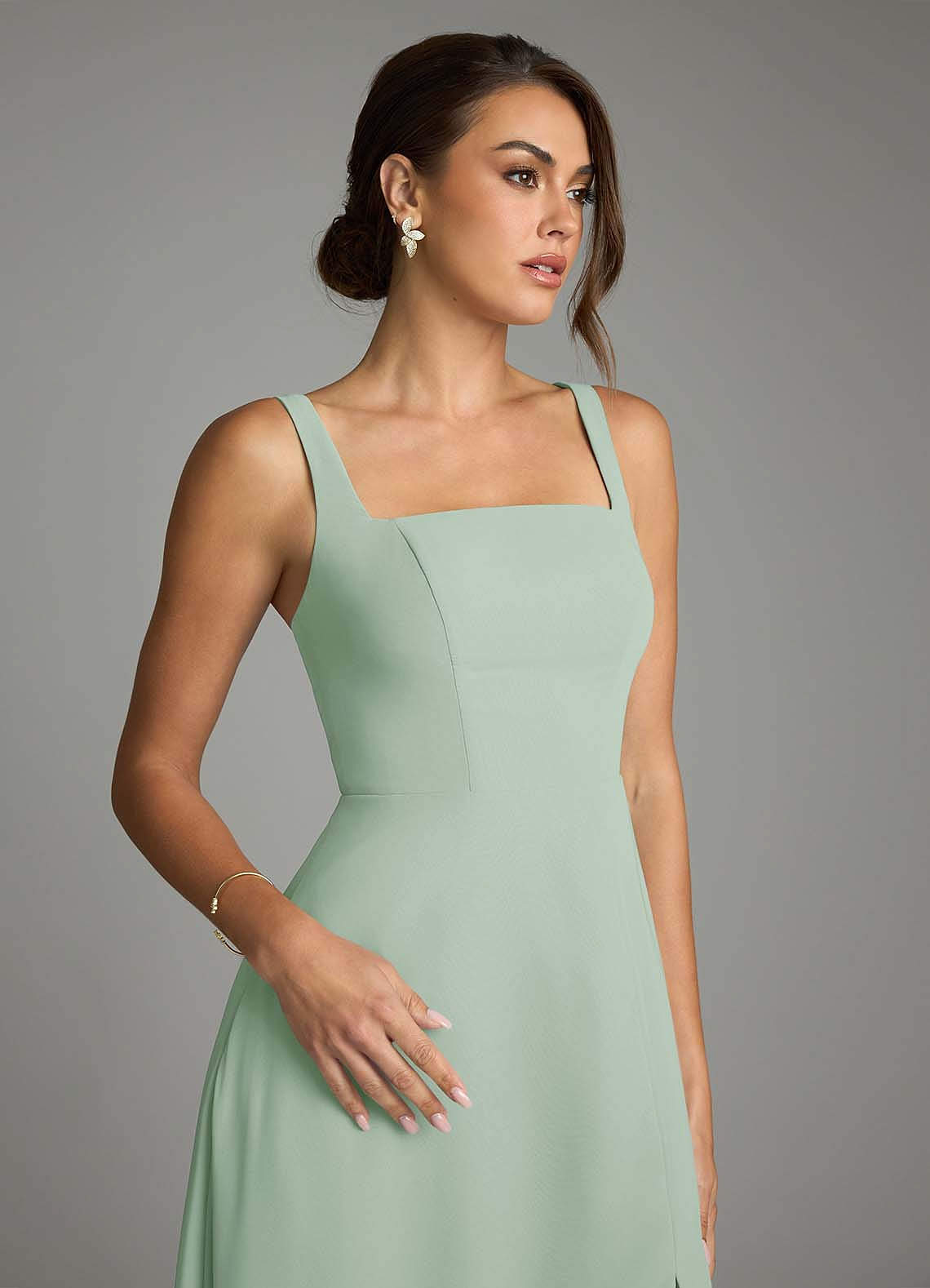 Azazie Debra At-home Try On Dresses Agave A-Line with Pockets Chiffon Convertible Dress image2