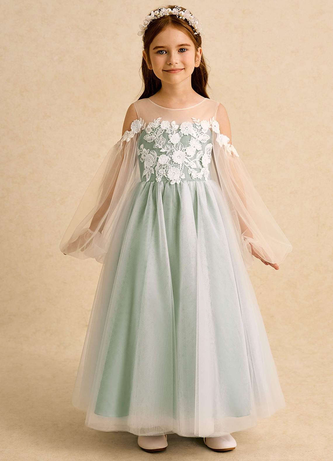 Azazie Zimi Flower Girl Klänningar Klänning Balklänning i Tyll Hjärtformad urringning image4