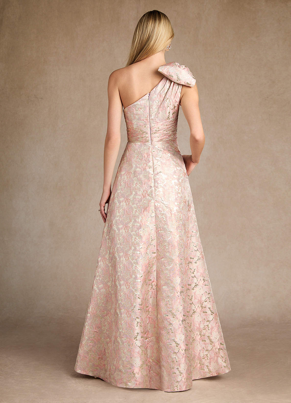 Azazie Easton Mother of the Bride Dresses Dusty Rose A-Line One Shoulder Jacquard Dress image2