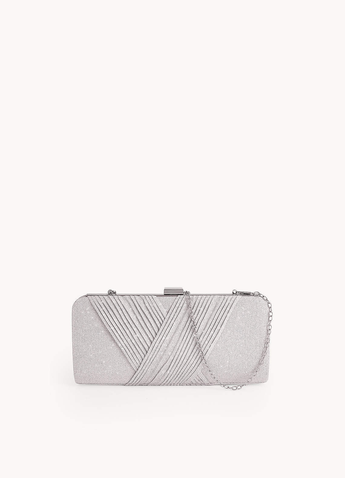 front Glitter Criss Cross Pleats Clutch Bag