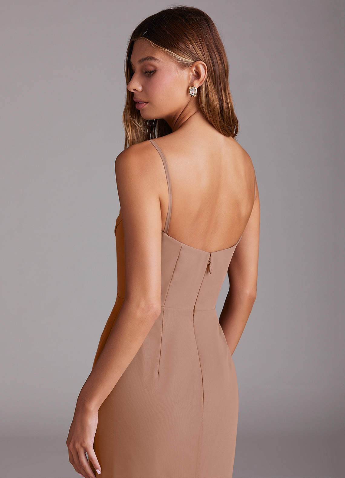 Azazie Saige Bridesmaid Dresses Champagne Rose A-Line Off the Shoulder Chiffon Convertible Dress image8