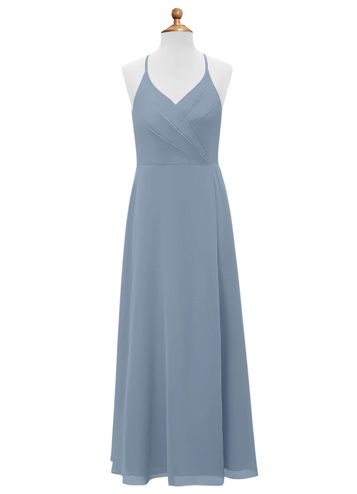 Azazie Davis Junior Jurk van Chiffon met A-Lijn Stoffig Blauw image6