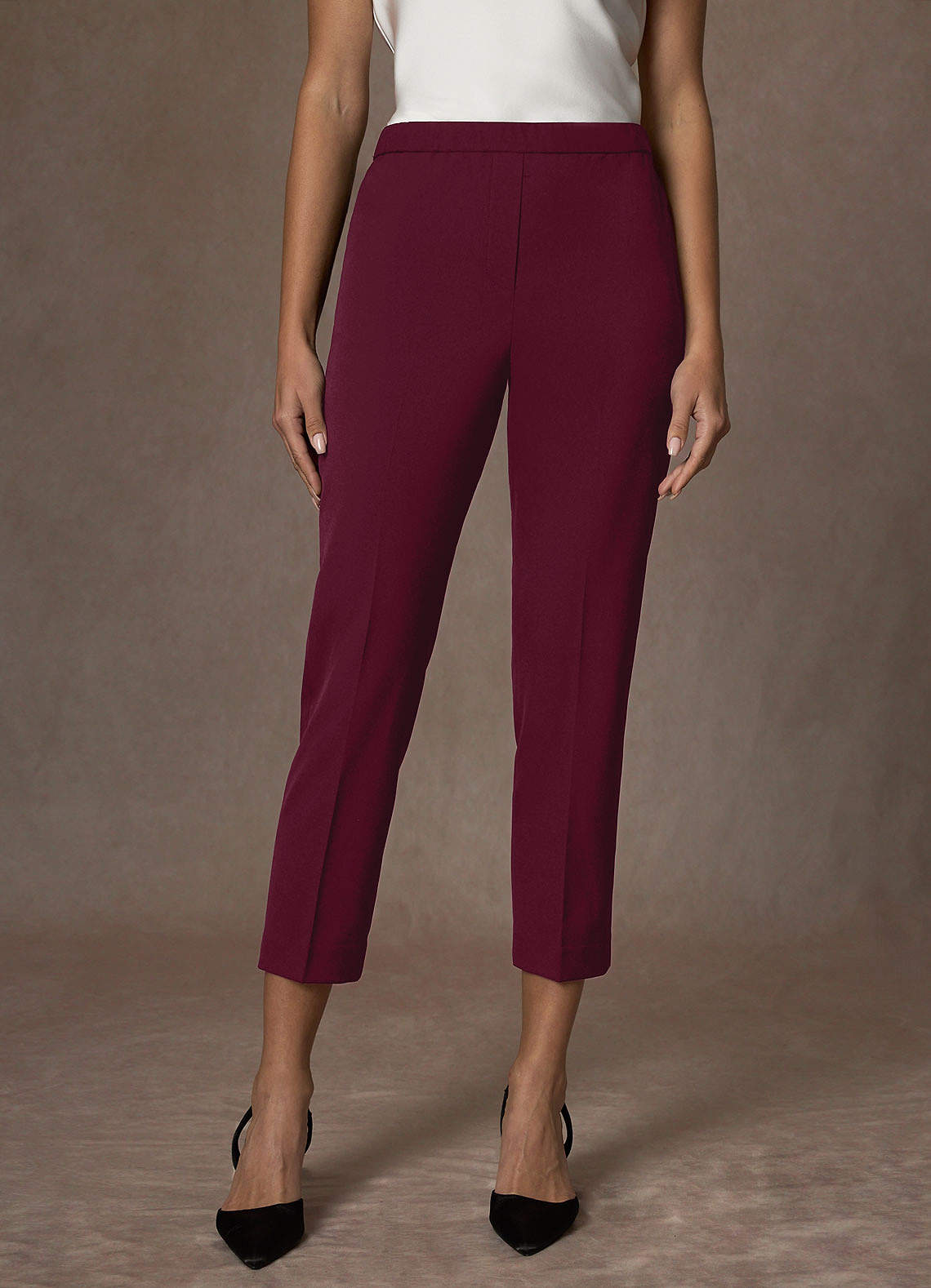 front Kennedy Burgundy Structured Stretch Pants Suit
