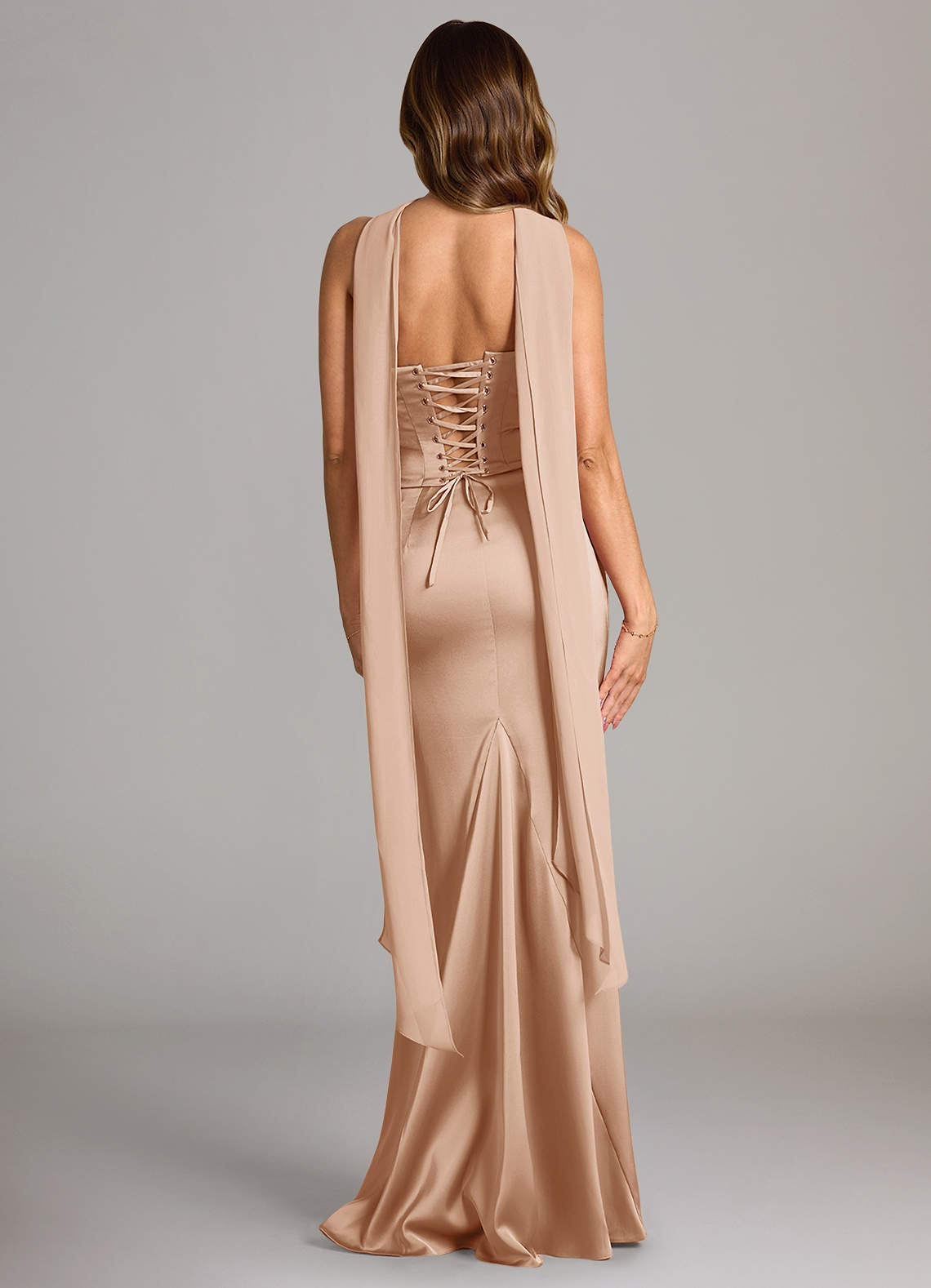 Azazie Sorrel Bridesmaid Dresses English Rose Mermaid Strapless Stretch Satin Convertible Dress image1