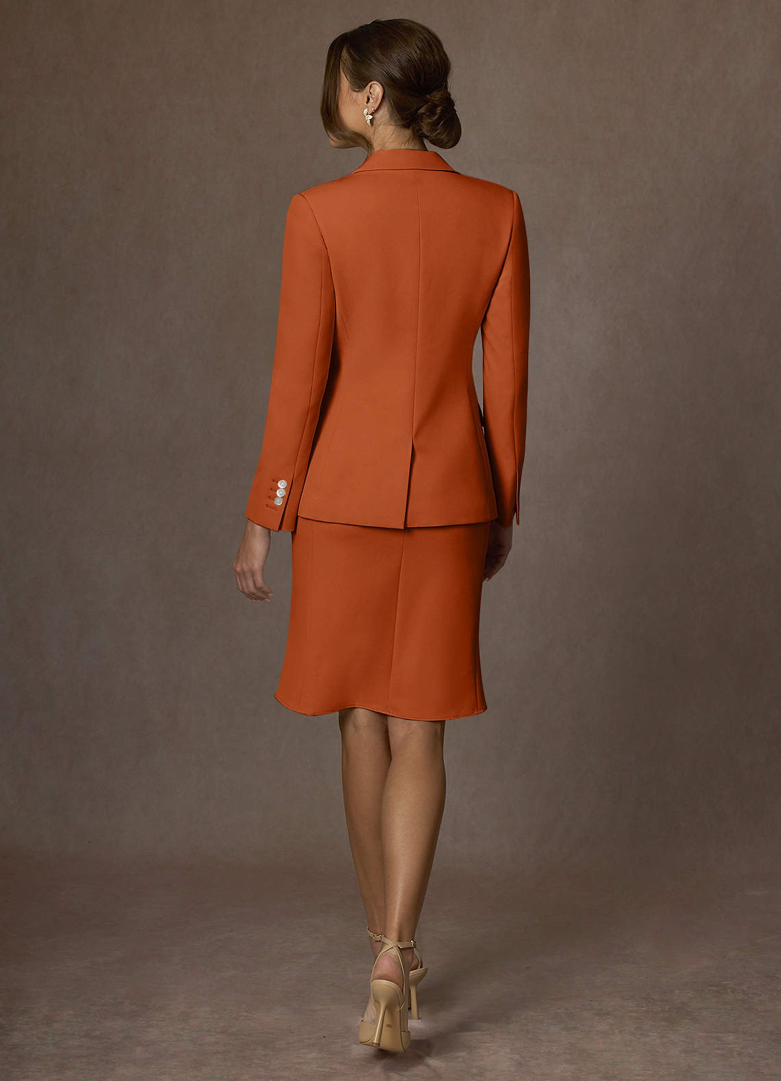 front Kennedy Burnt Orange Structured Stretch Dress