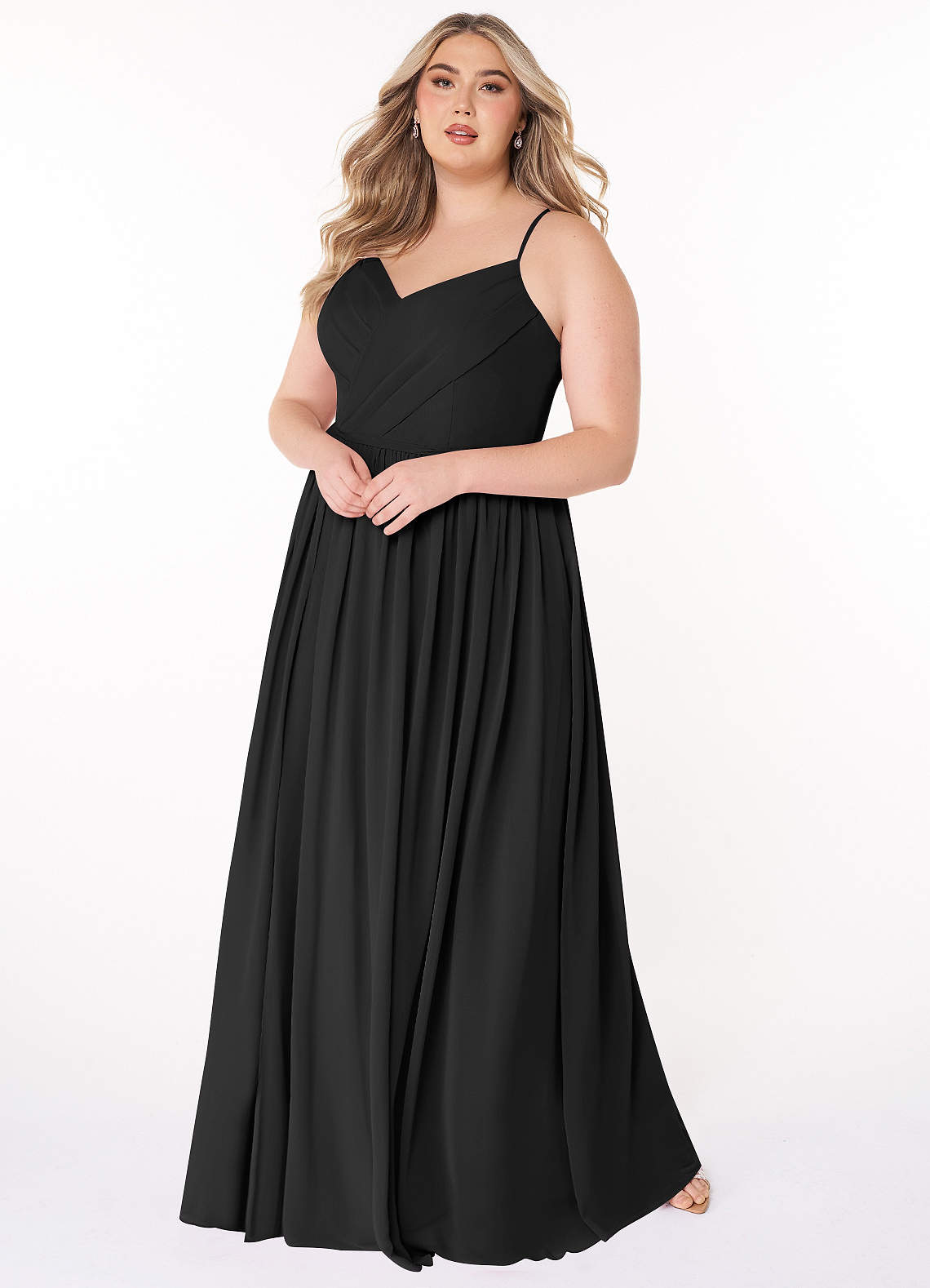 azazie black bridesmaid dresses Bondi line silhouette Azazie Calandra
