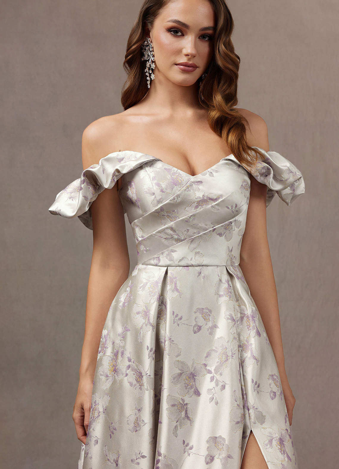 silver and lilac dress Violet Purple Prom Dress with Silver Glitter Print Violet/Silver / 00
