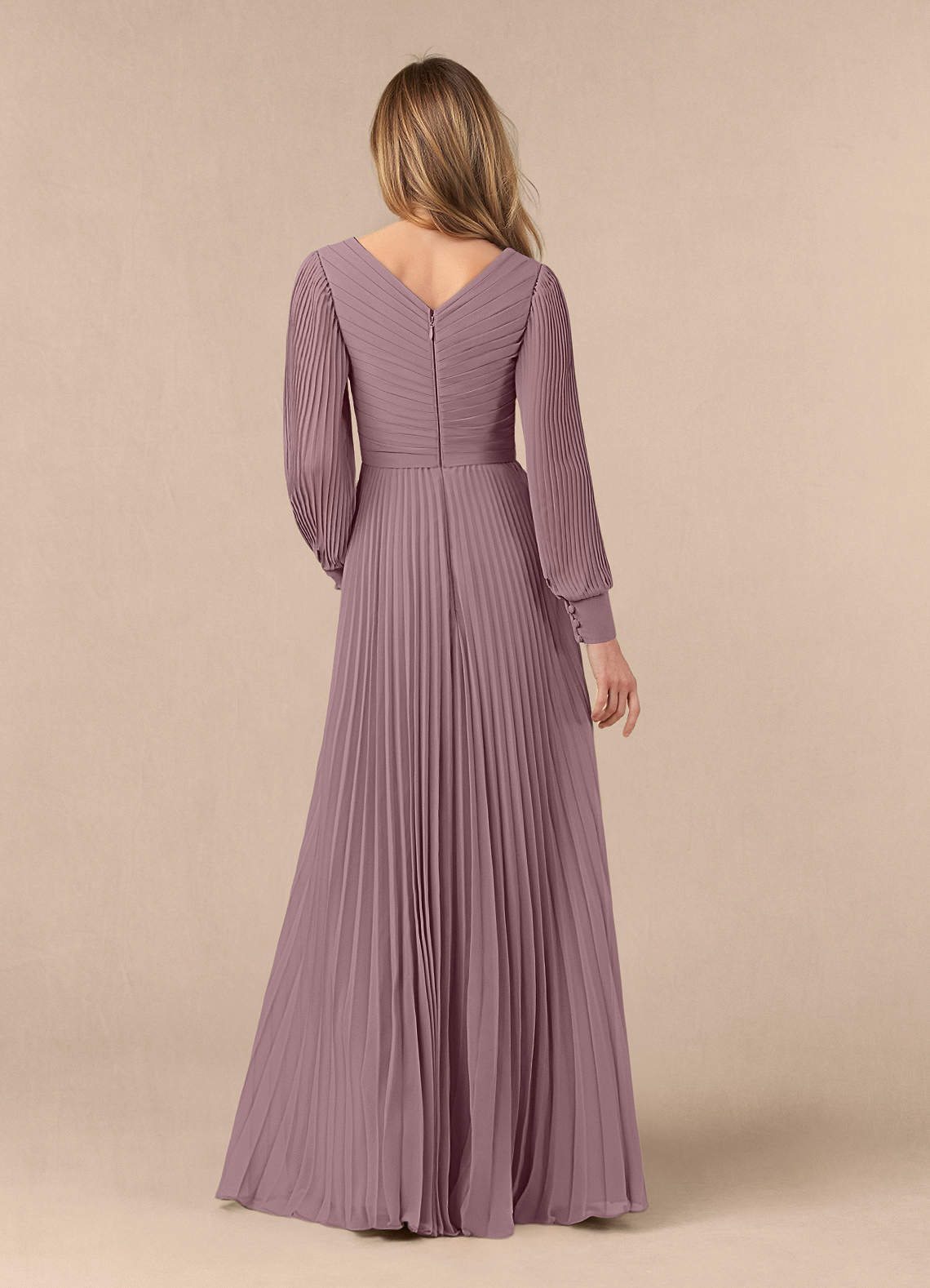 Azazie Zina Mother of the Bride Dresses Dusty Rose A-Line Pleated Chiffon Dress image3