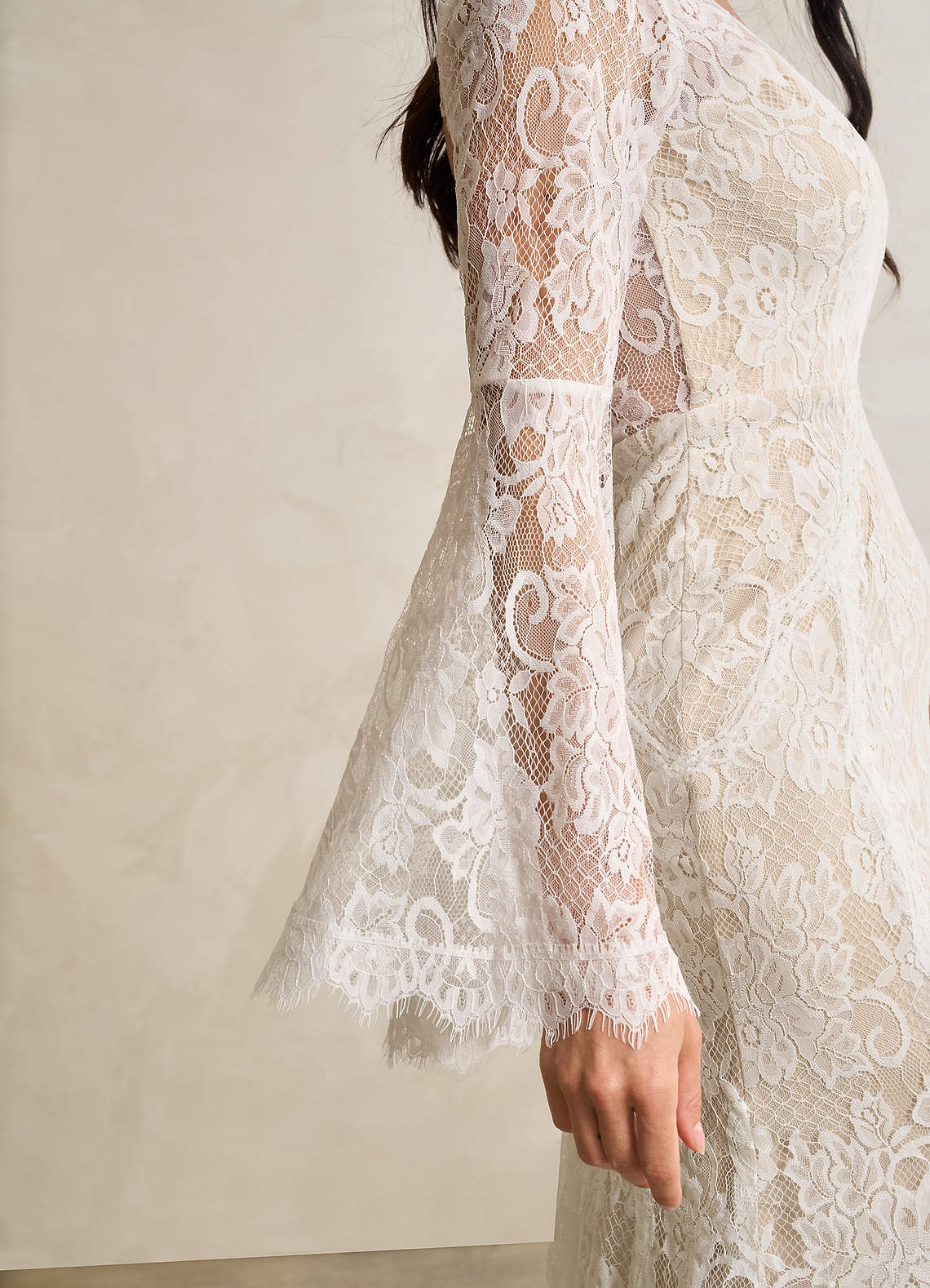 Azazie Hayes Robes de mariée Robe Sirène en Dentelle Col en V Diamant Blanc Champagne image1