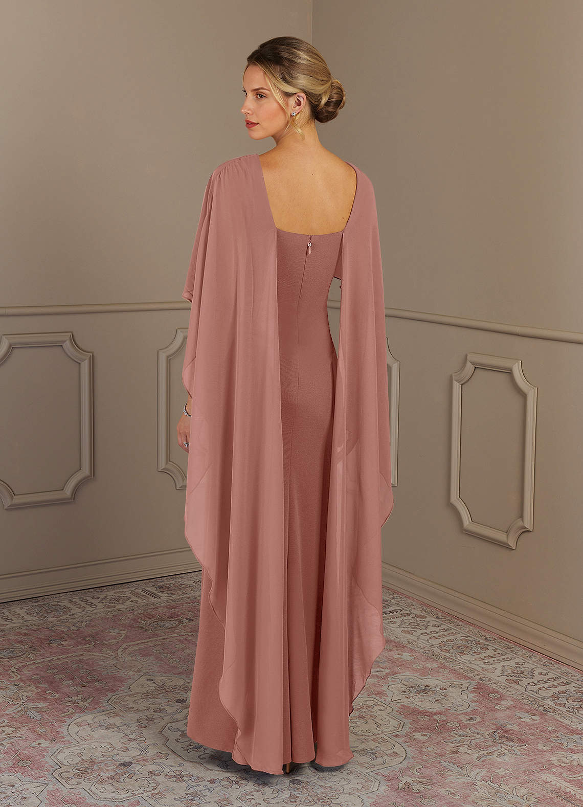 Azazie Dion Mother of the Bride Dresses Dusty Rose Sheath Scoop Stretch Crepe Dress image1