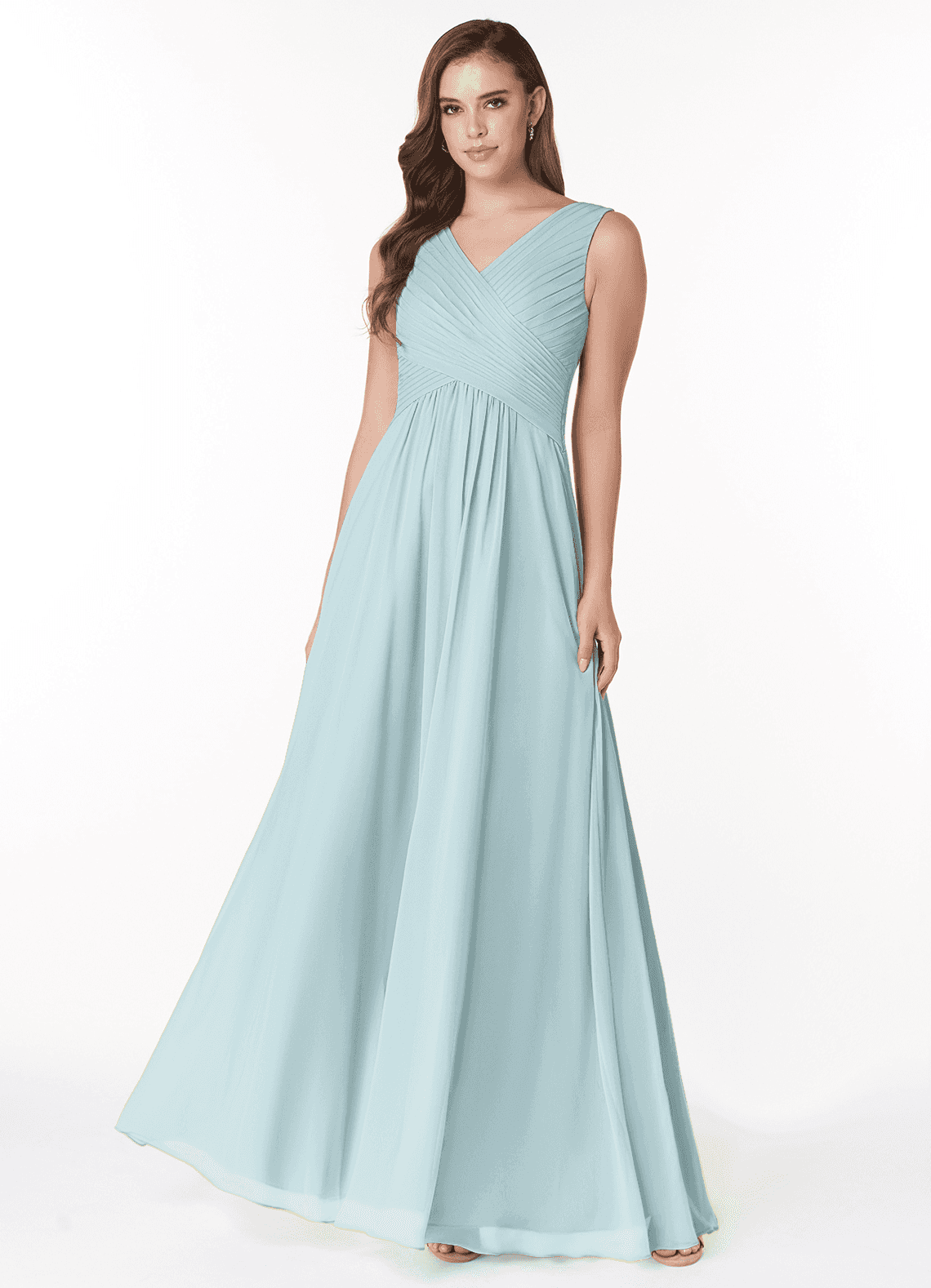 Azazie Flora Bridesmaid Dresses Mist A-Line Pleated Chiffon Dress image1