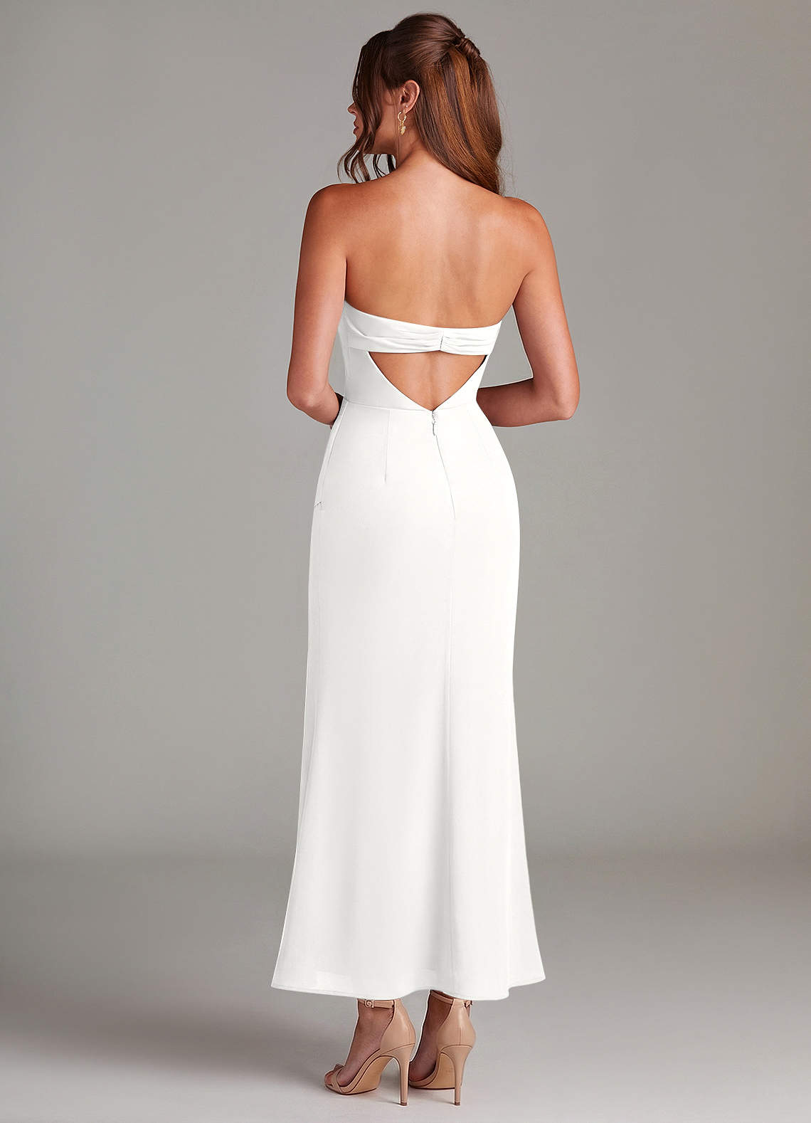 Azazie Leonis Bridesmaid Dresses White Mermaid Strapless Chiffon Convertible Dress image4