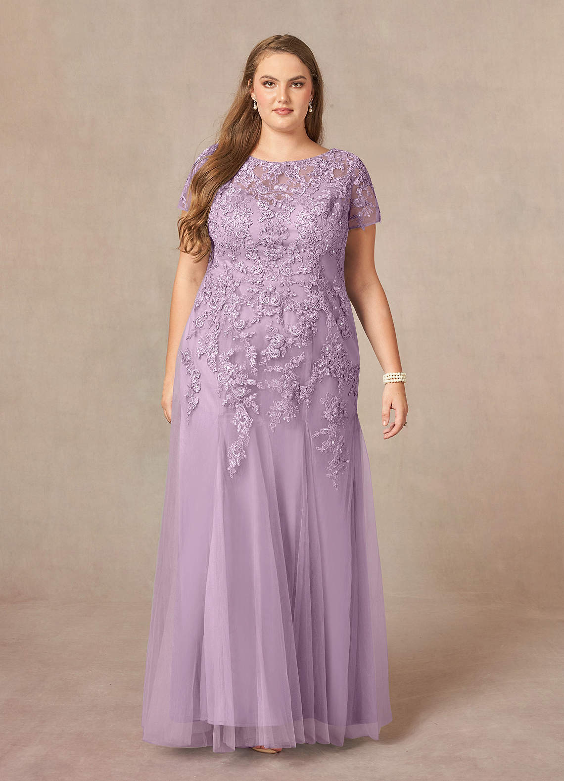 Azazie Laurie vestidos de madre de la novia Vestido de Glicinia de Tul de Corte Sirena con Scoop Lentejuelas image1