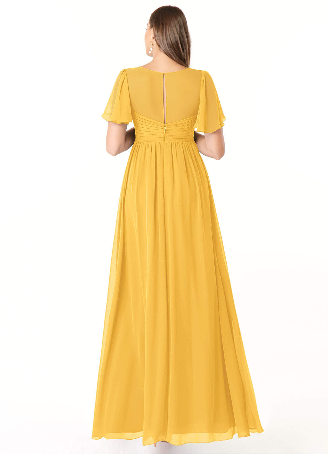 Azazie Verna Maternity Bridesmaid Dresses A-Line V-Neck Ruched Chiffon Floor-Length Dress image1