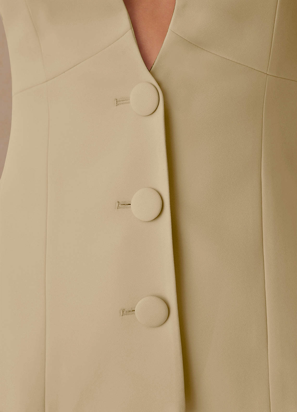 front Elara Champagne Refined Weave Tailored Blazer