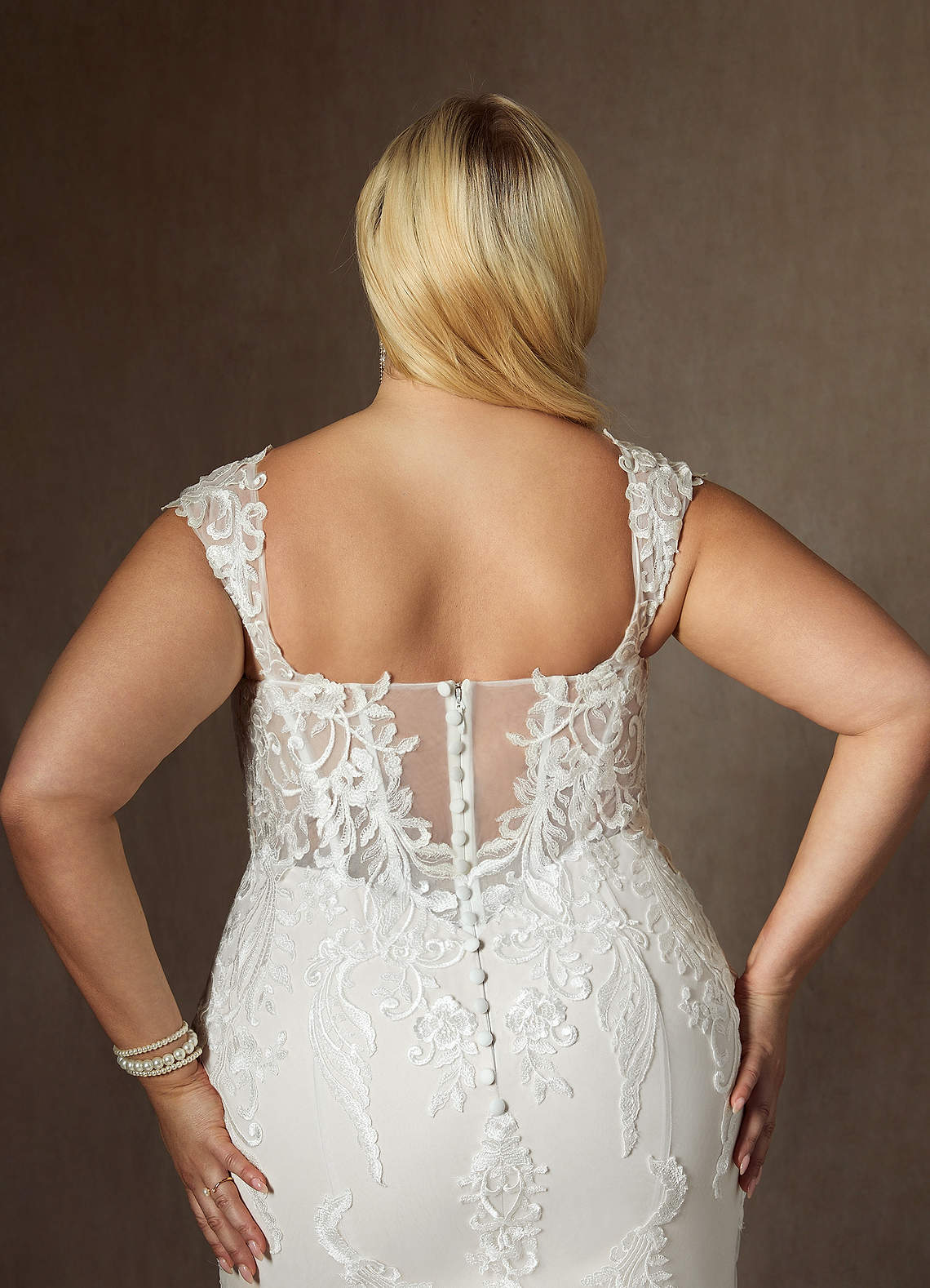 Azazie Roux Robes de mariée Robe Sirène en Satin Paillettes Blanc De Diamant image14