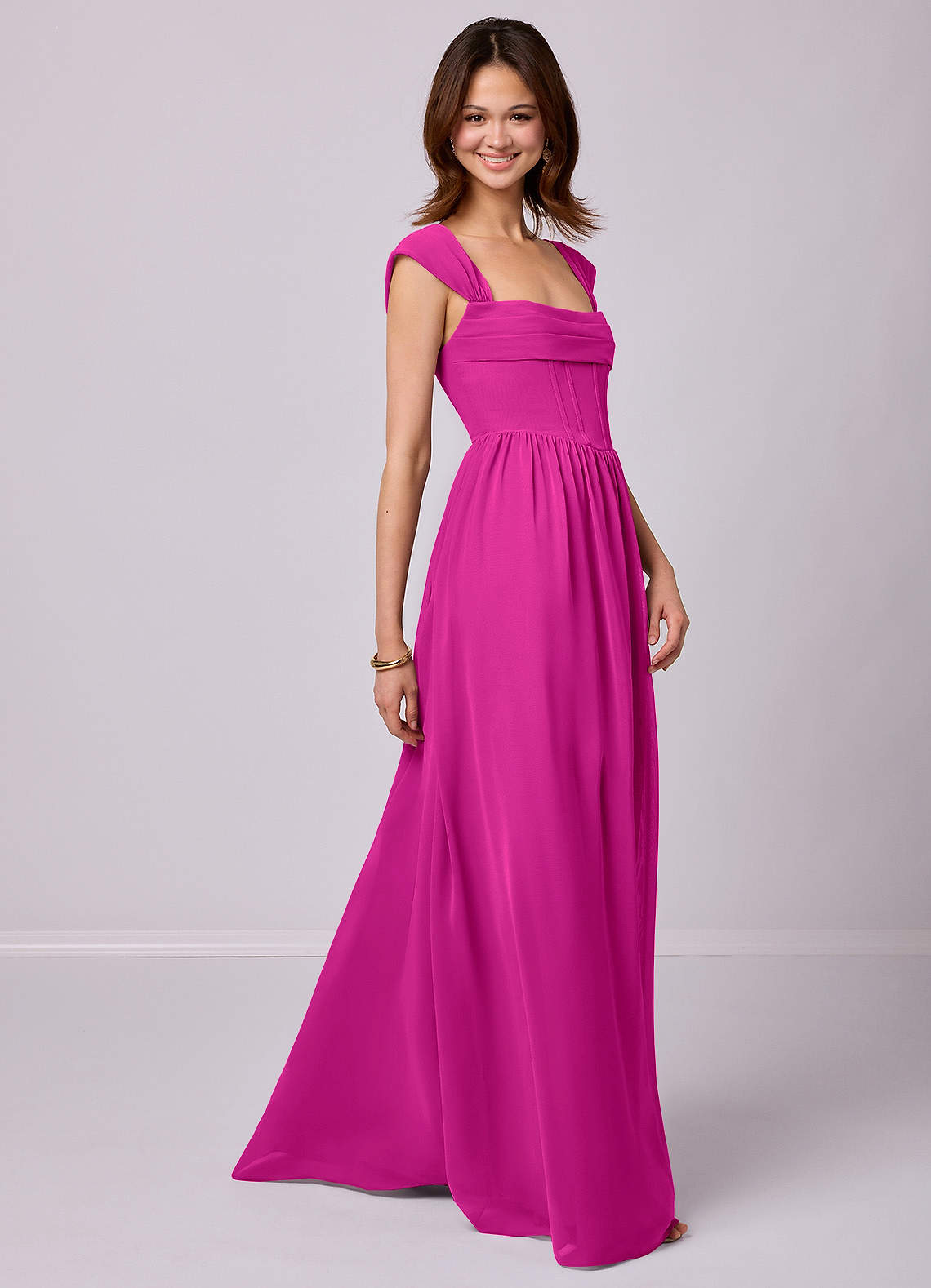 Barbie ♥ Azazie Bridesmaid Dresses Fuchsia A-Line Corset Chiffon Dress image2