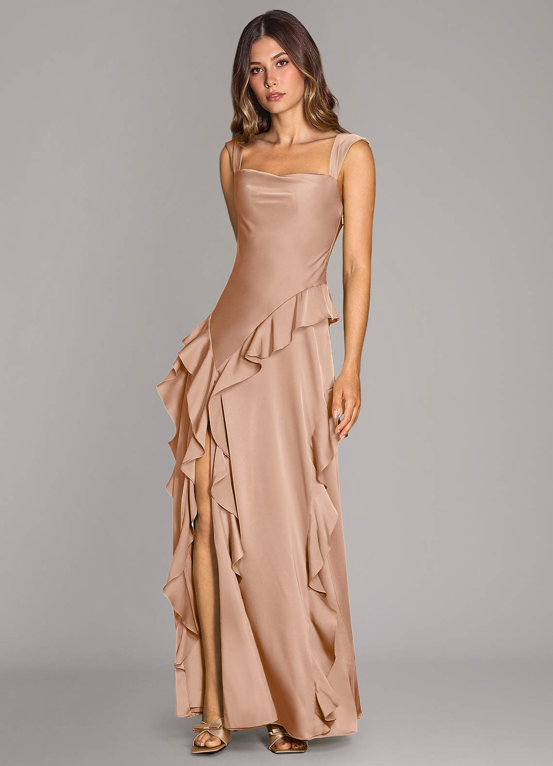 Azazie Sloane Bridesmaid Dresses English Rose A-Line Sweetheart Neckline Stretch Satin Dress image3