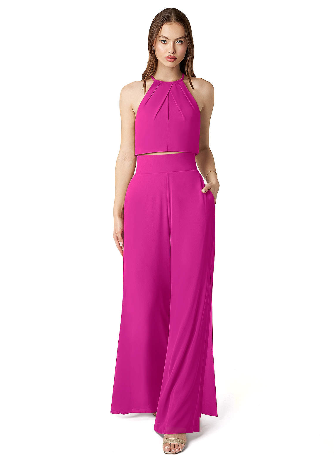 Azazie Kenzi Brudtärnklänningar Jumpsuit av i Chiffong Plisserad image1