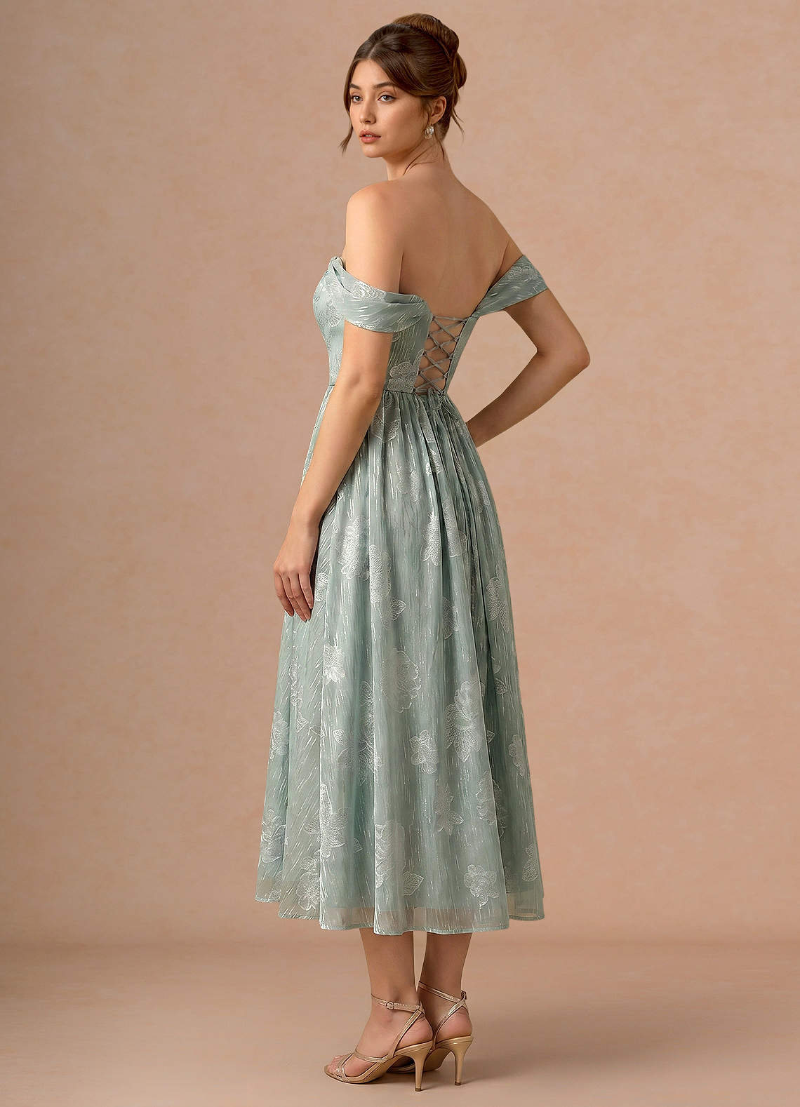 sage midi bridesmaid dress Azazie Dresses A-Line Formal Dresses Cowl Frosted Colour:Olive Green