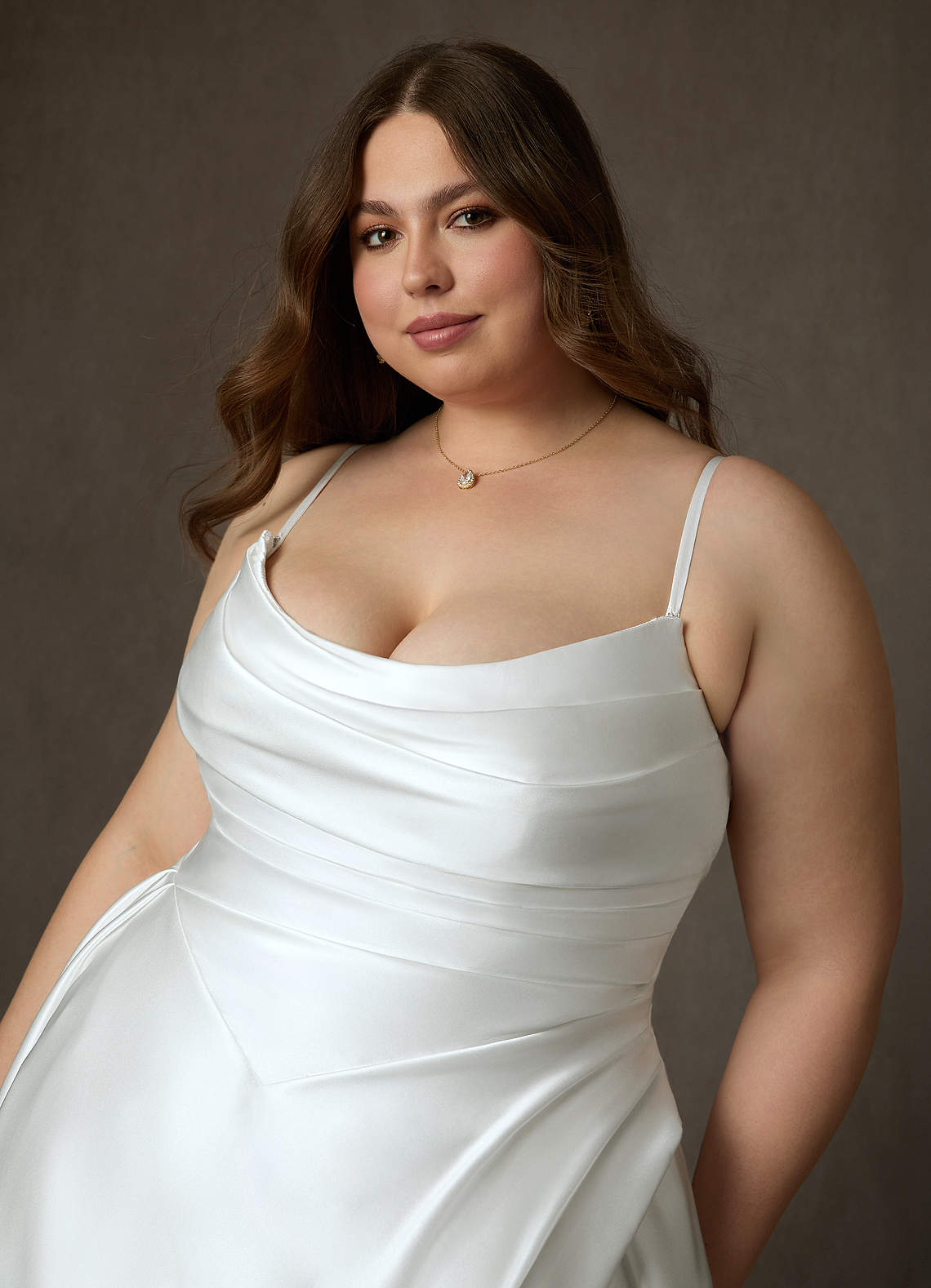 Azazie Adelise Wedding Dresses Diamond White Ball-Gown Strapless Satin Dress image16