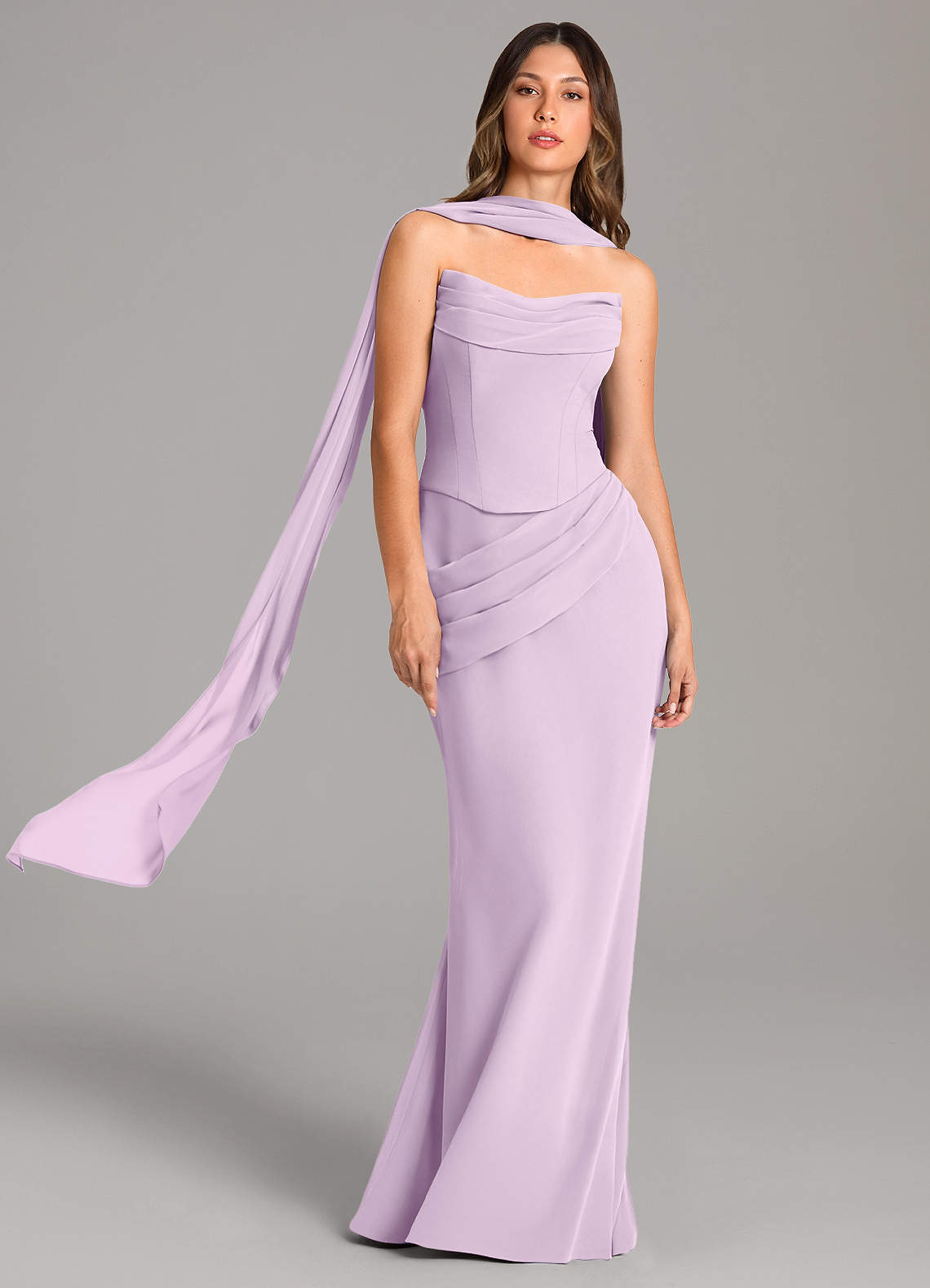 Azazie Sorrel Robes de demoiselle d'honneur Robe Sirène en Mousseline de soie Corset Frostiges Flieder image1
