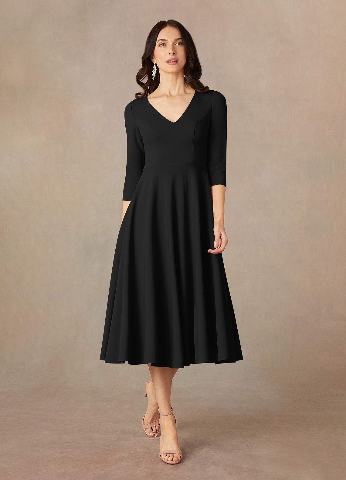 Azazie Nassif Black A-Line Stretch Crepe Dress | Azazie