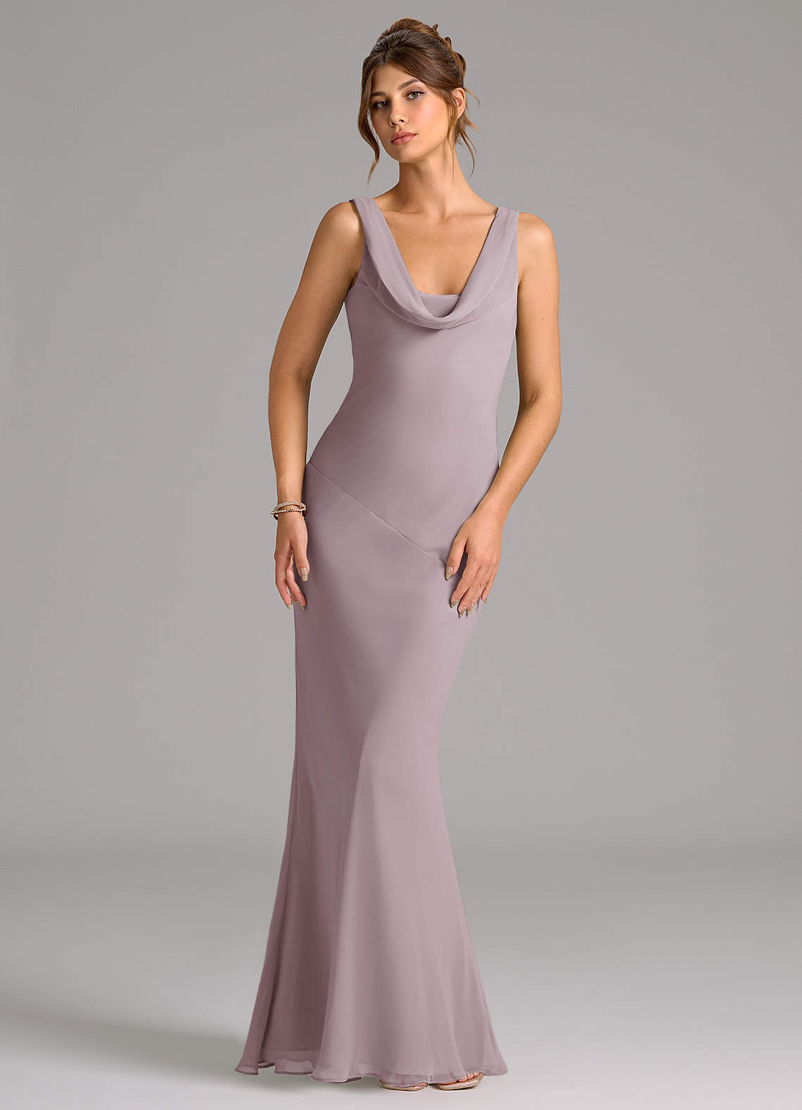 Azazie Rylina Bridesmaid Dresses Dusk Mermaid Pleated Chiffon Dress image1