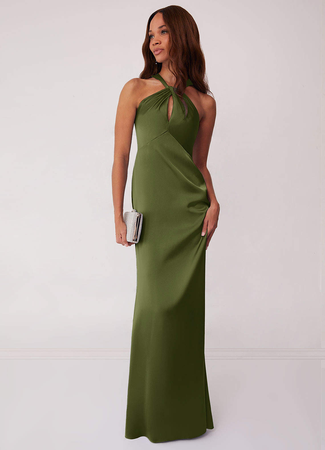 Barbie ♥ Azazie Vente Finale Robe Fourreau en Satin extensible Barbie Pink image2